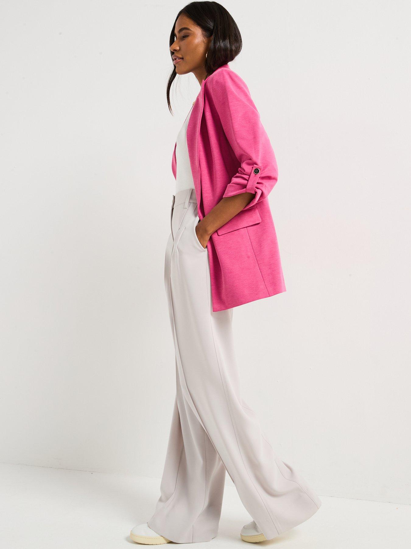 Image 4 of 6 of Everyday Jersey Button Tab Blazer - Raspberry