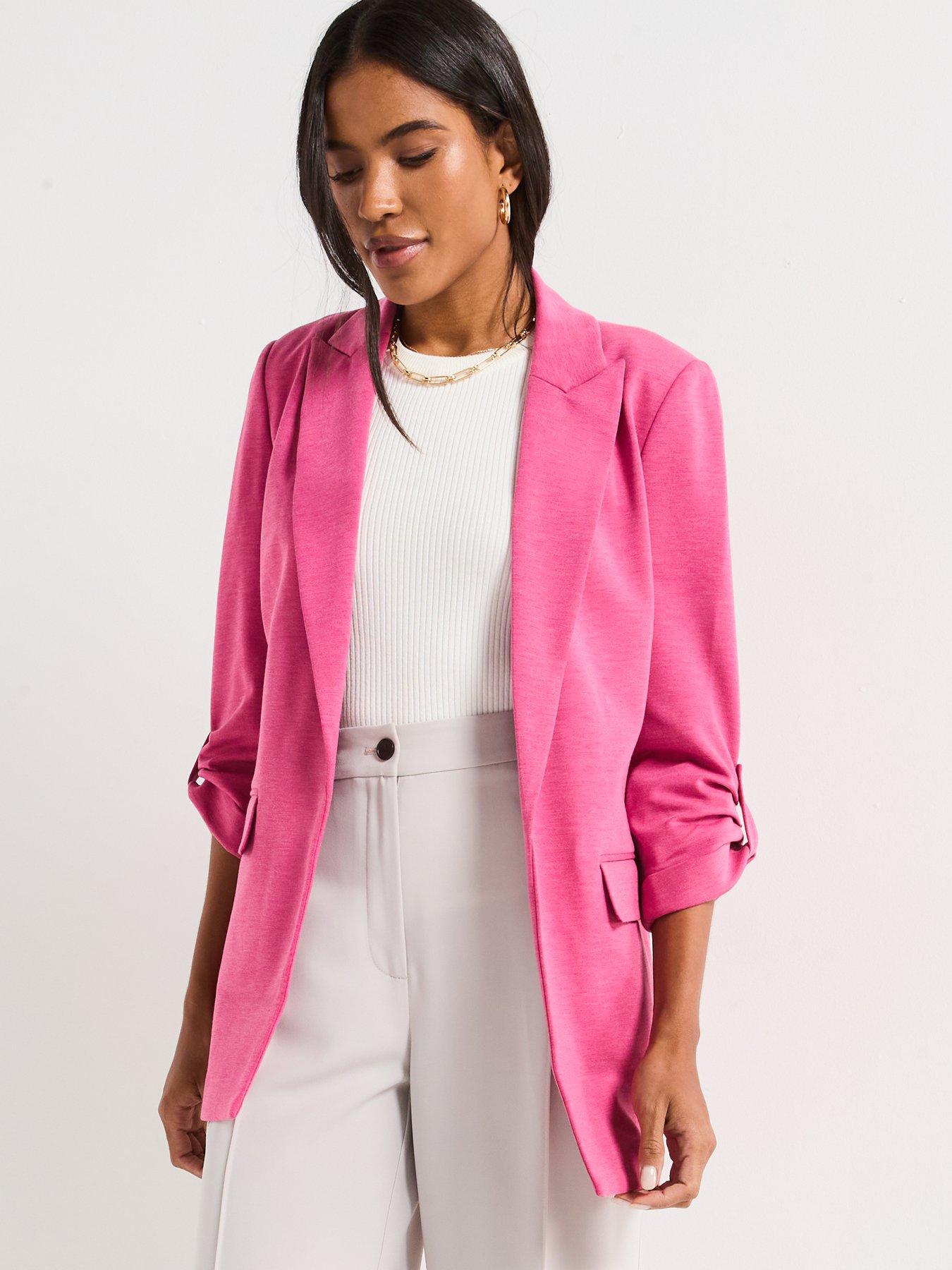 Image 5 of 6 of Everyday Jersey Button Tab Blazer - Raspberry
