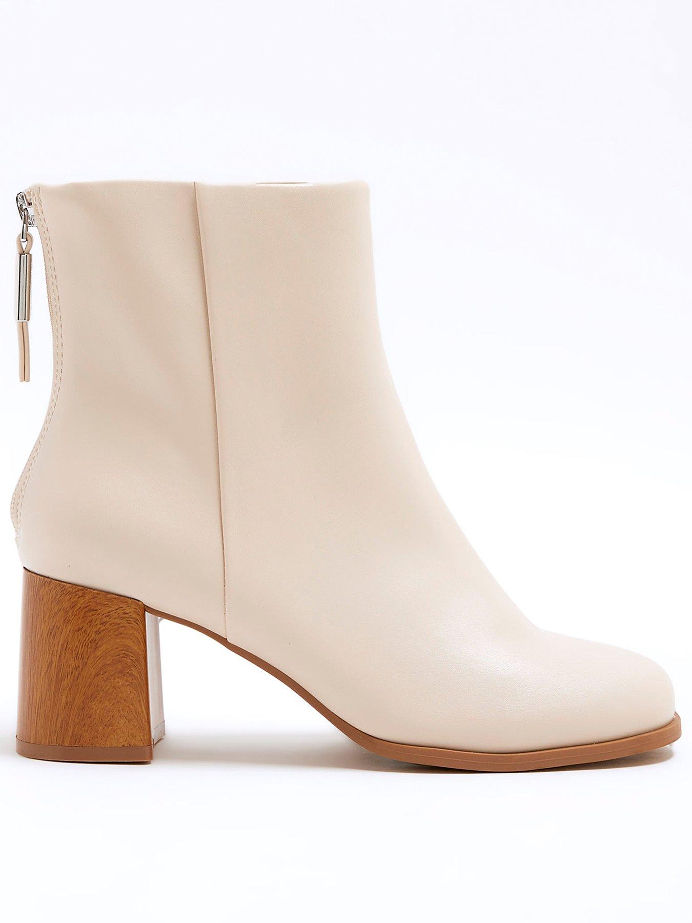 river-island-block-heel-ankle-boot-cream