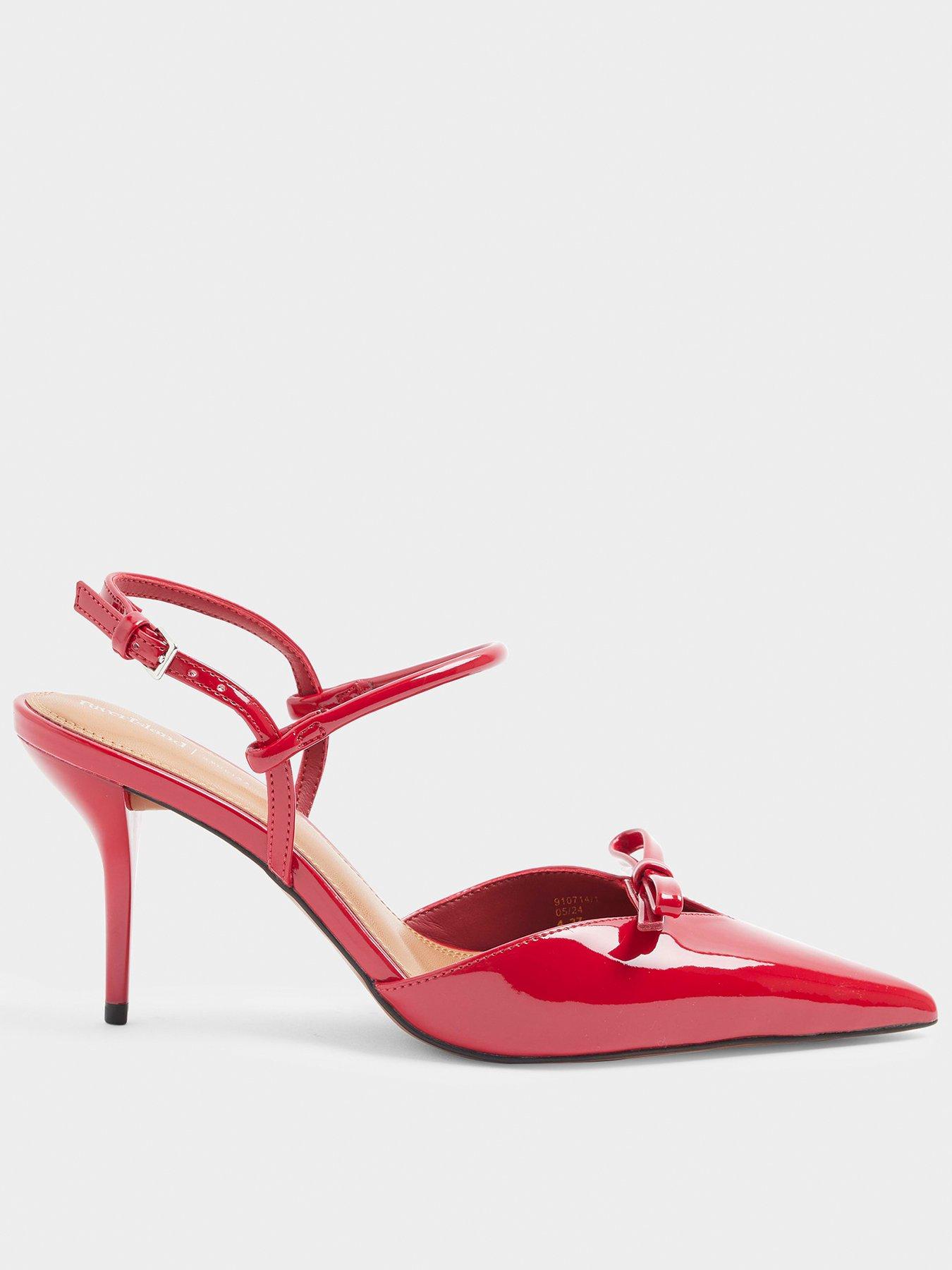 river-island-bow-mid-heel-court-shoe-red