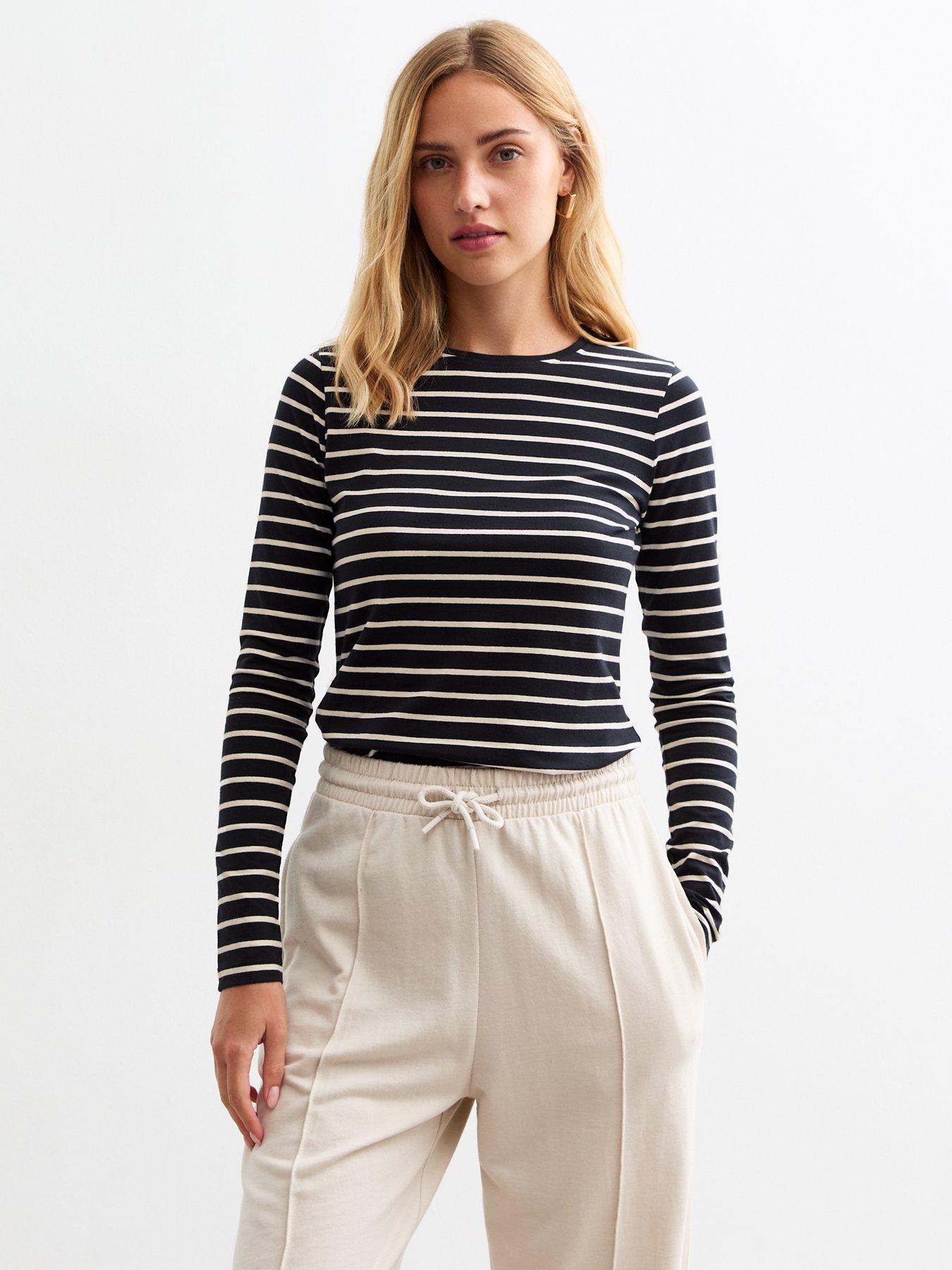 new-look-striped-long-sleeve-top-black