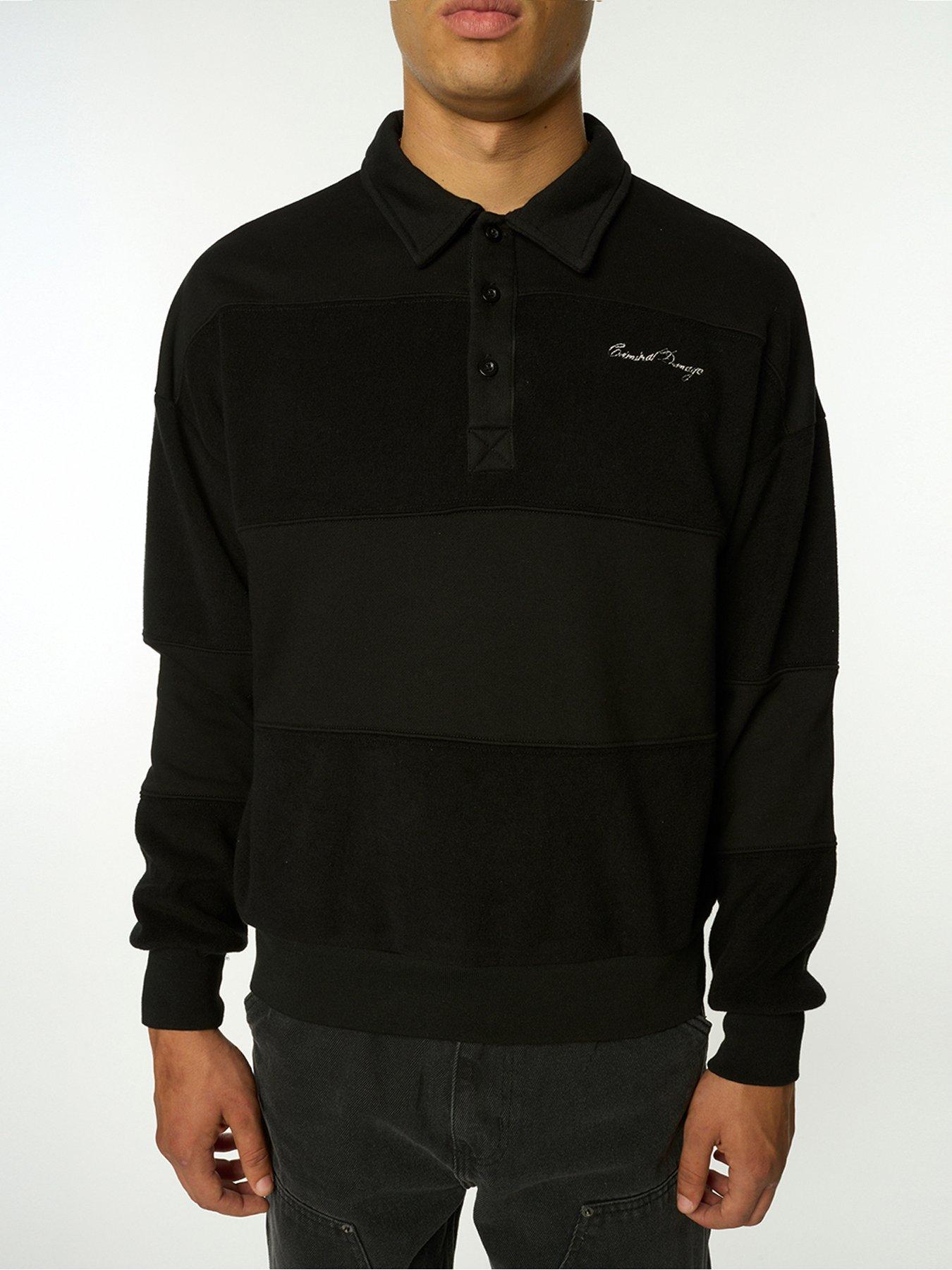 criminal-damage-textured-rugby-polo-black