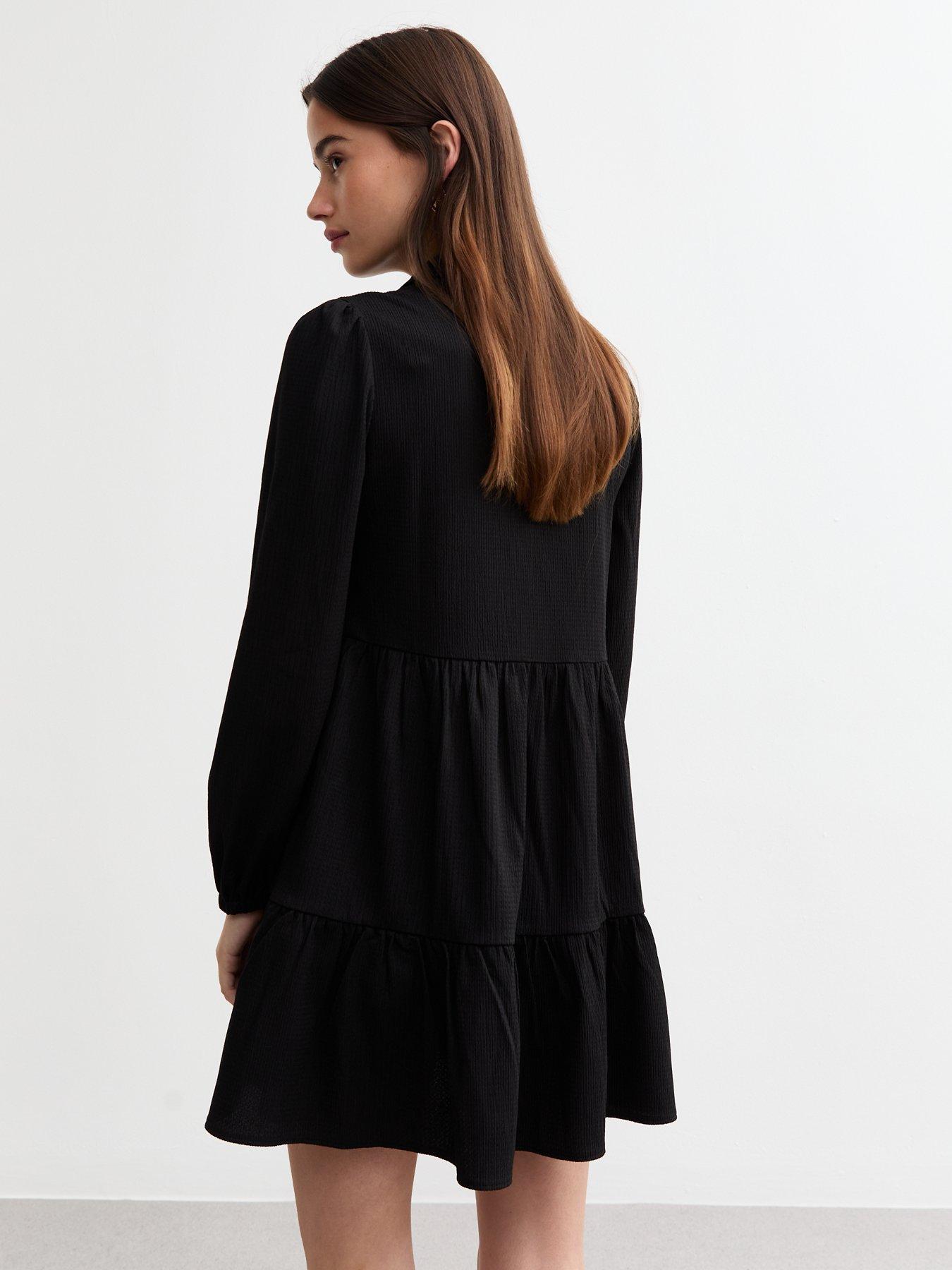 new-look-crinkle-smock-shirt-dress-blackstillFront