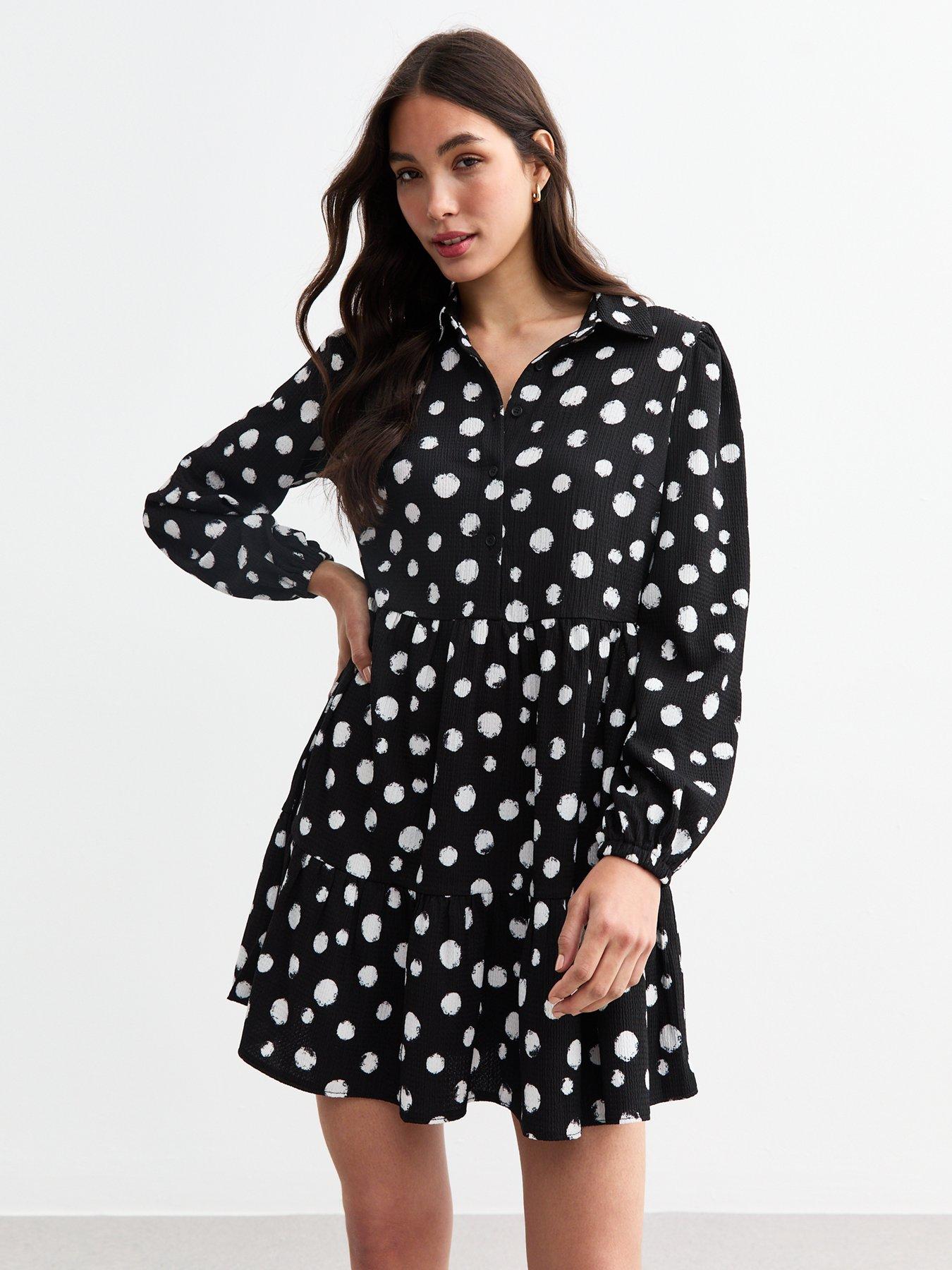 new-look-polka-dot-crinkled-smock-shirt-dress-print