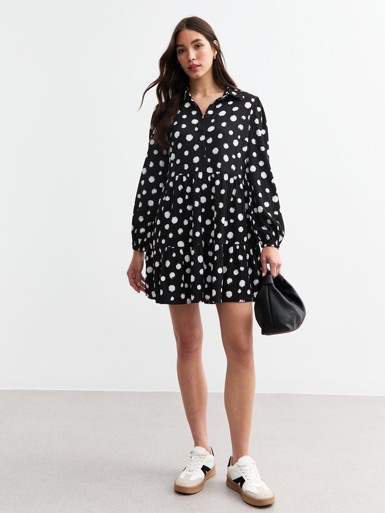 new-look-polka-dot-crinkled-smock-shirt-dress-printback