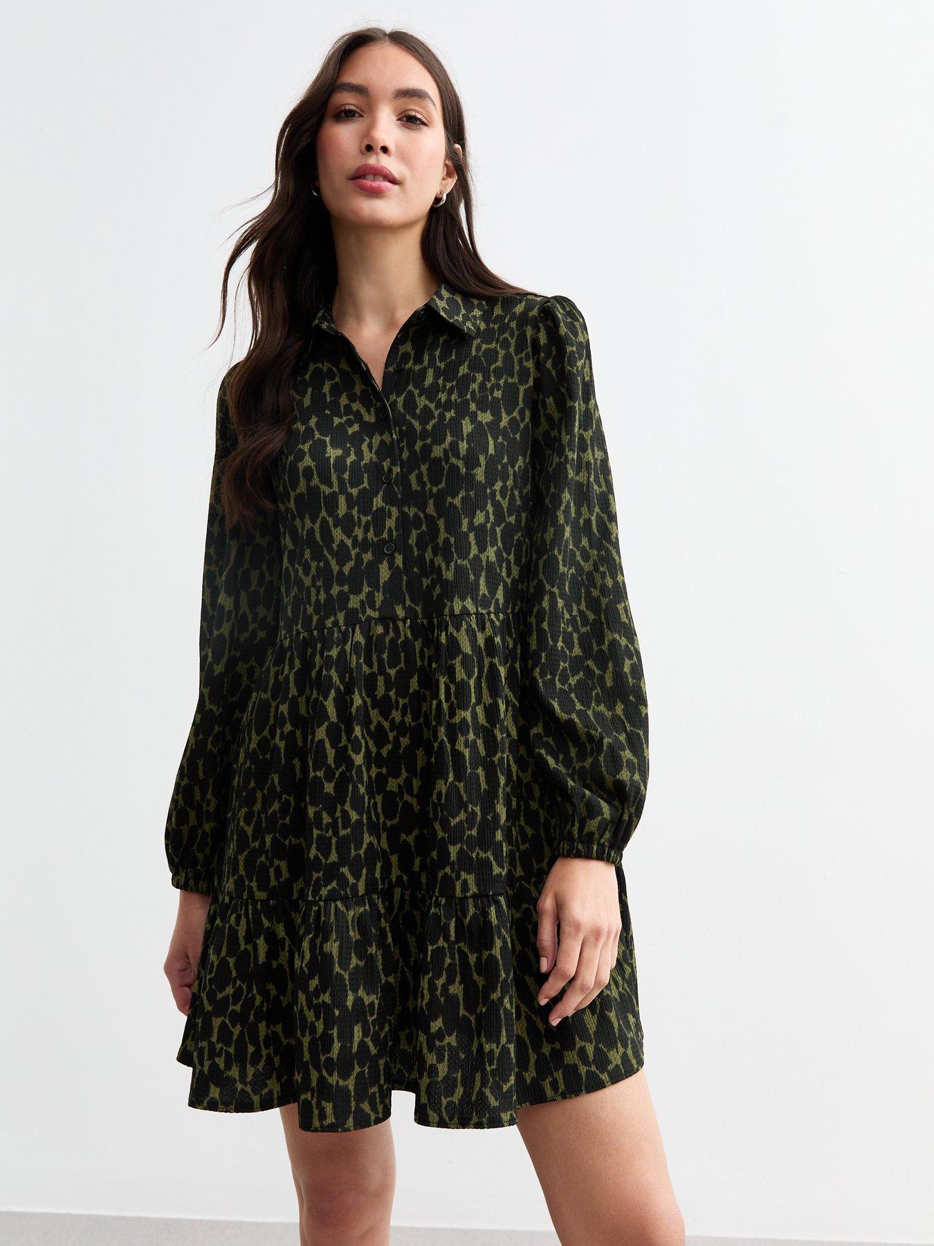 New Look Leopard Chiffon Mini Shirt Dress Print Very Ireland