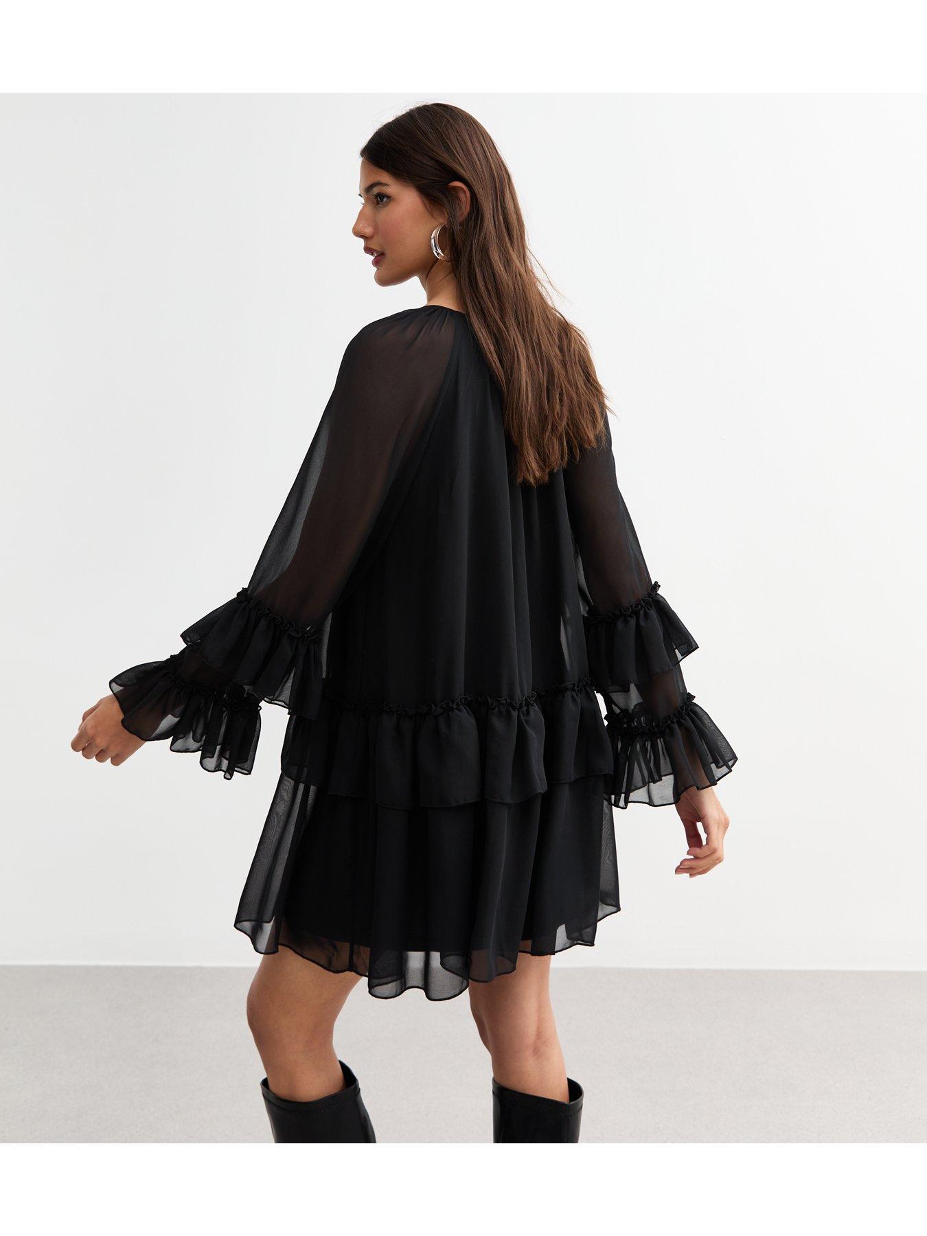 new-look-tiered-ruffled-chiffon-mini-dress-blackstillFront