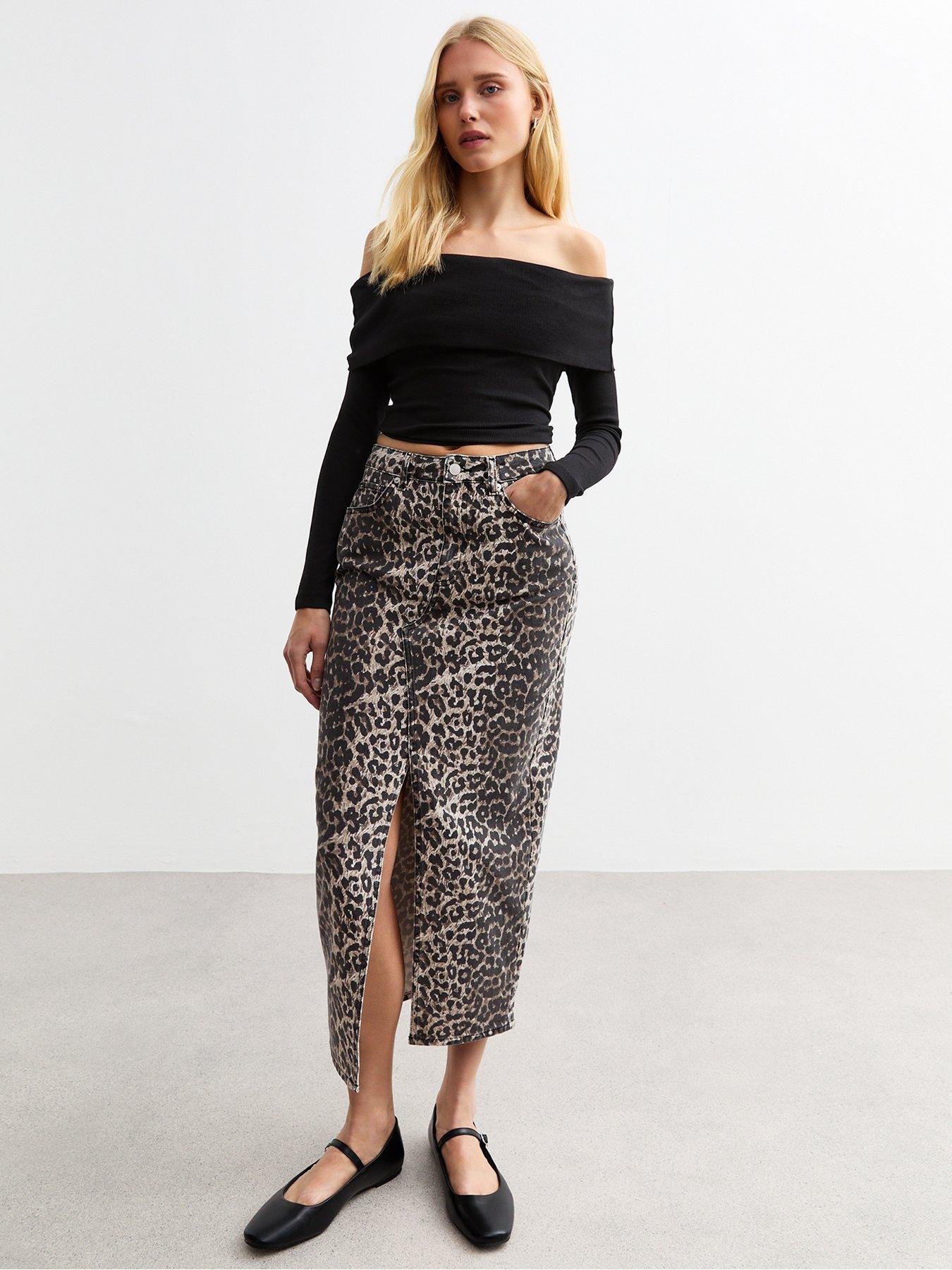 new-look-leopard-print-midi-denim-skirt-brown