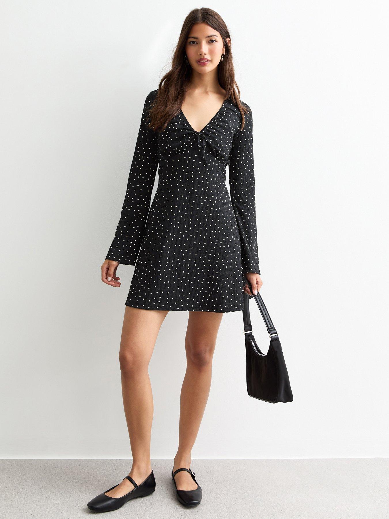 new-look-spotted-long-sleeve-skater-dress-blackback