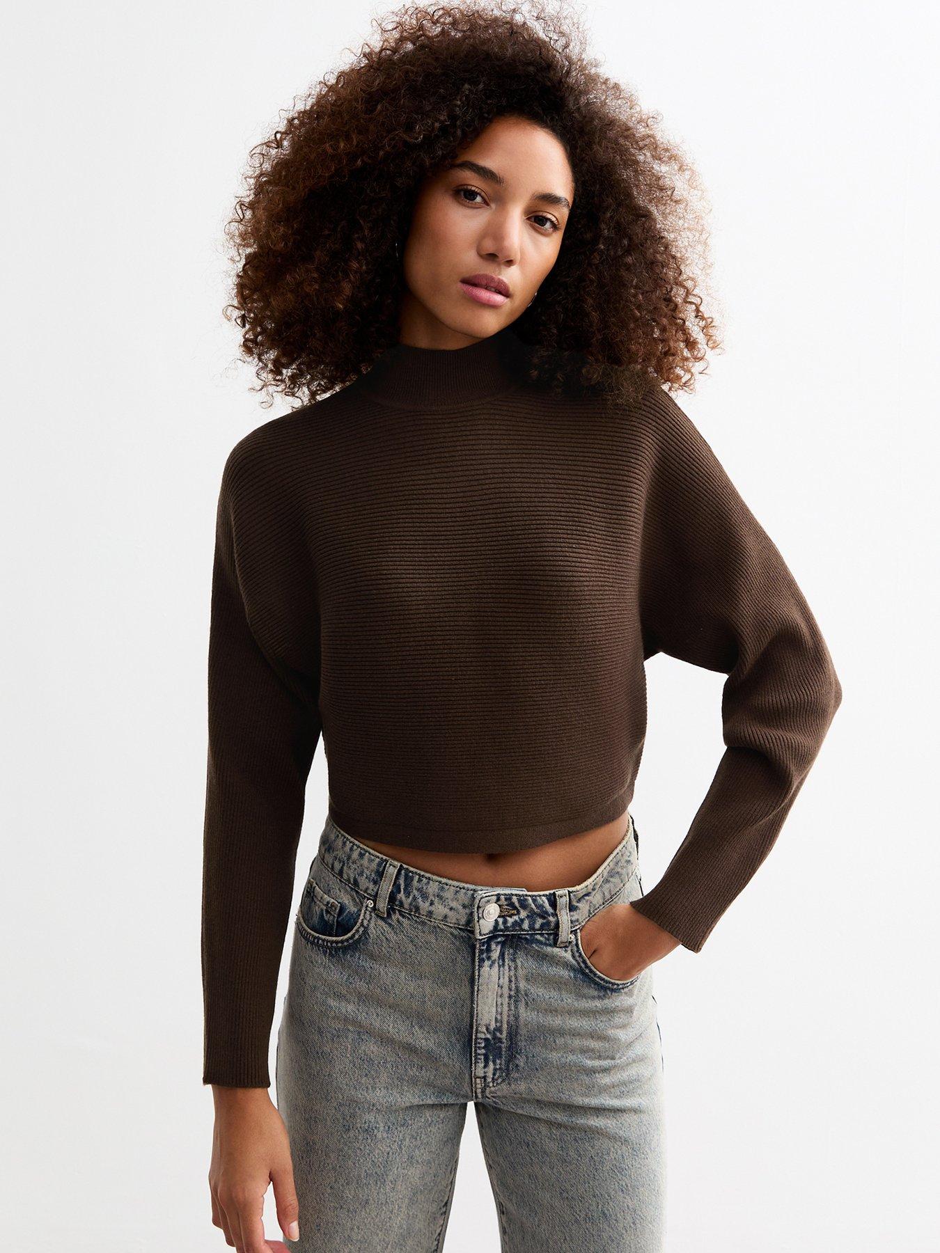 new-look-rib-knit-crop-jumper-brown