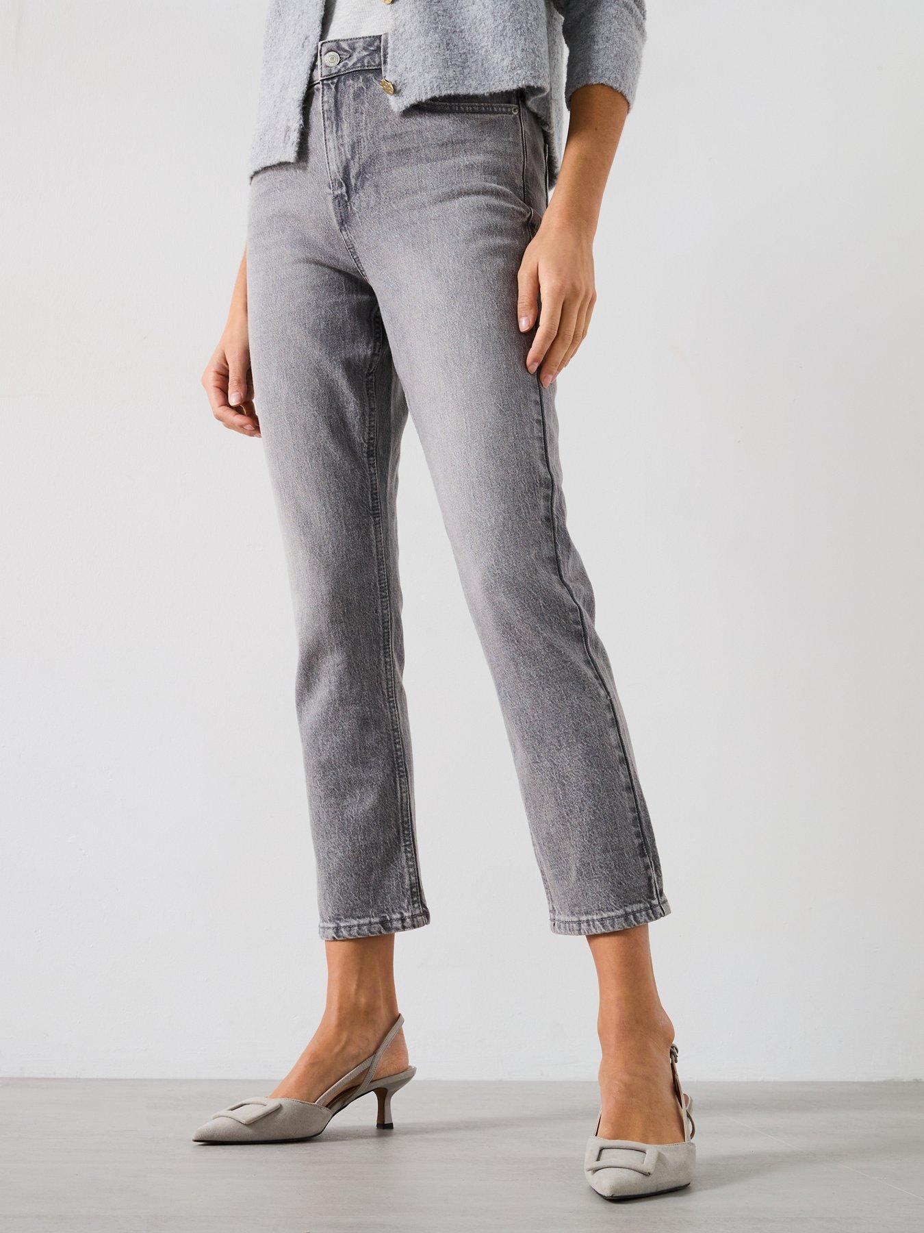 Image of New Look Grey Hannah Ankle Grazer Straight Leg Jeans