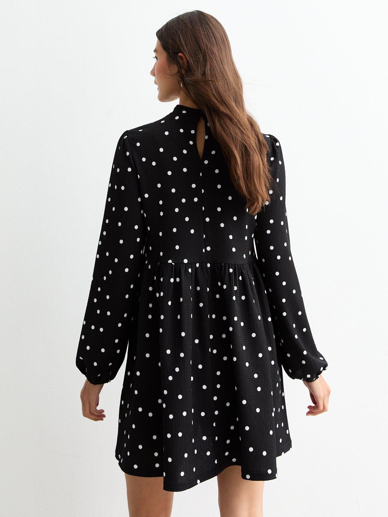 new-look-spotted-crinkle-funnel-neck-mini-dress-blackstillFront