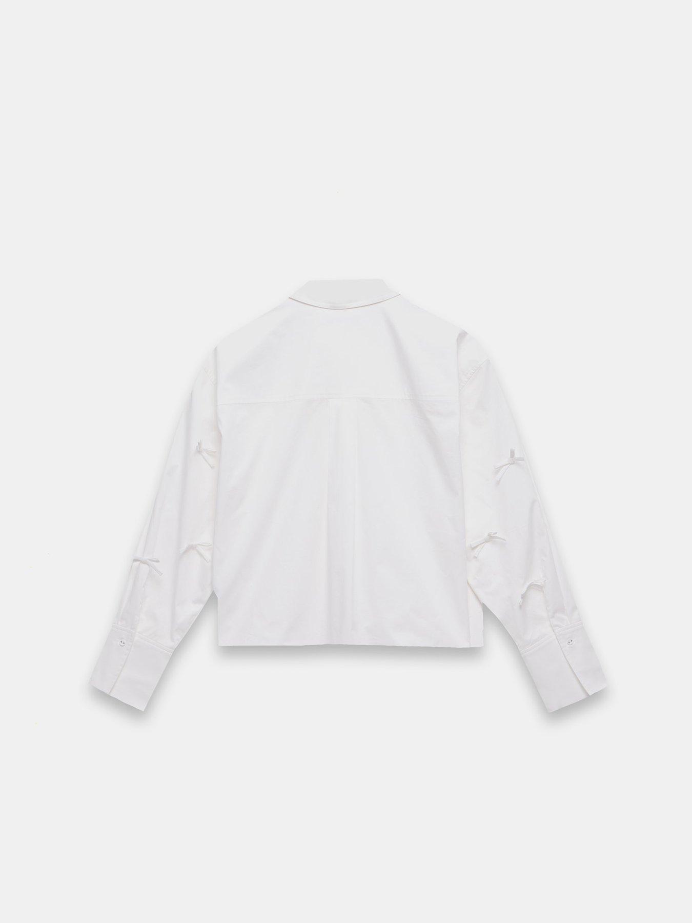 Image 6 of 6 of Mint Velvet White Bow Detail Cropped Shirt