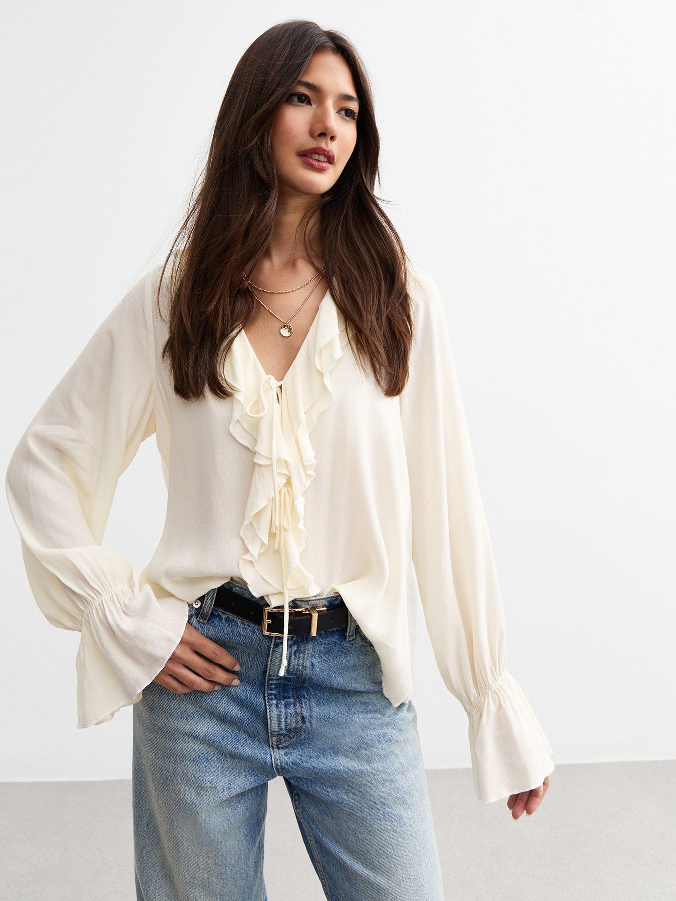 new-look-ruffle-trim-crepe-blouse-off-white