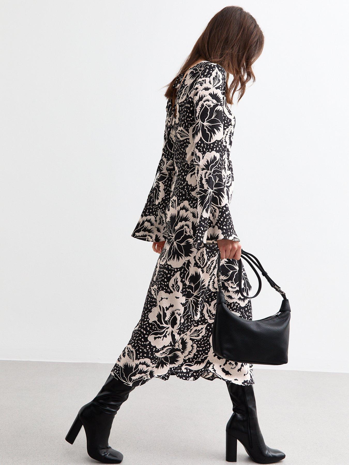 new-look-floral-print-flared-sleeve-midi-dress-blackwhiteback