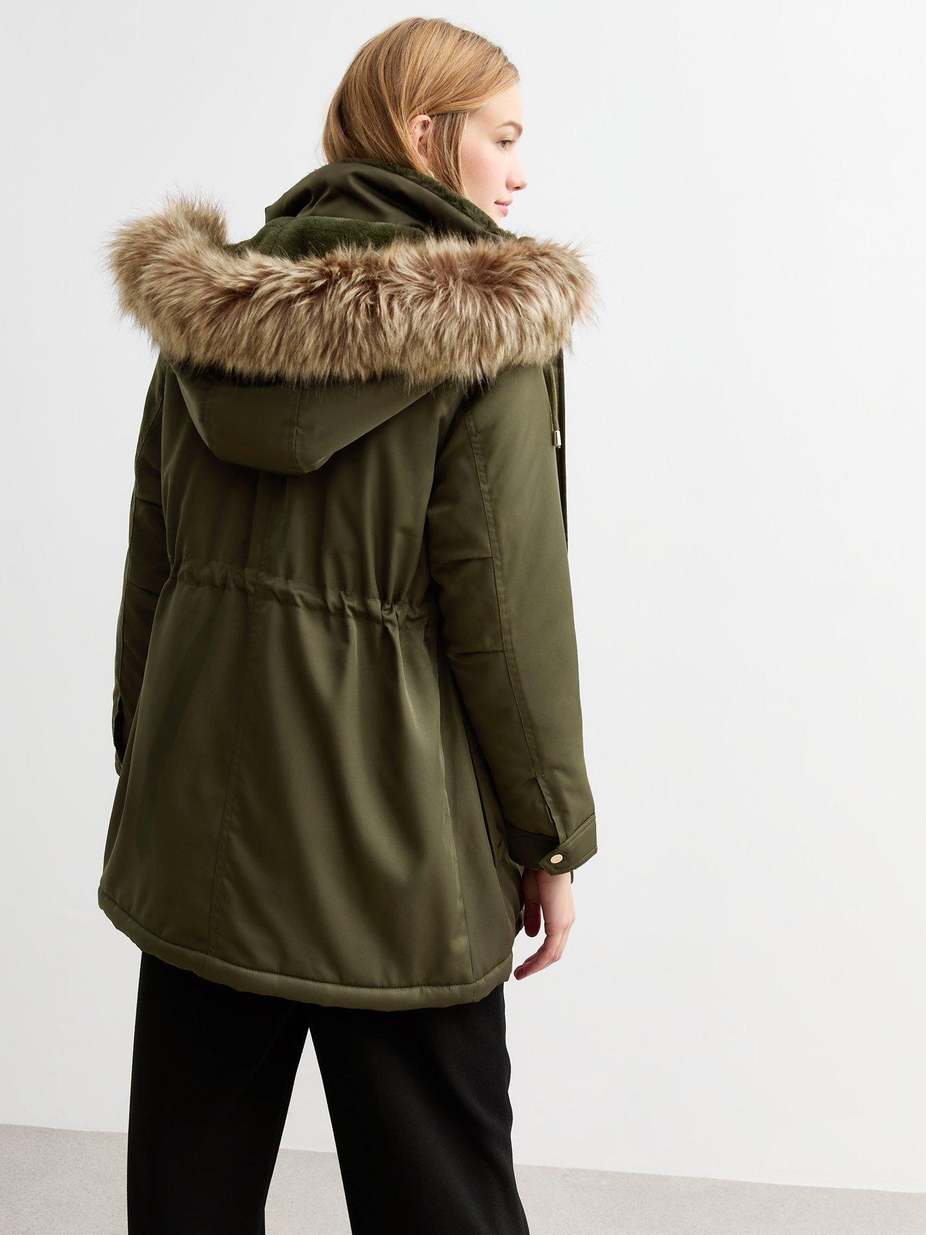 new-look-khaki-faux-fur-trim-shell-parkastillFront