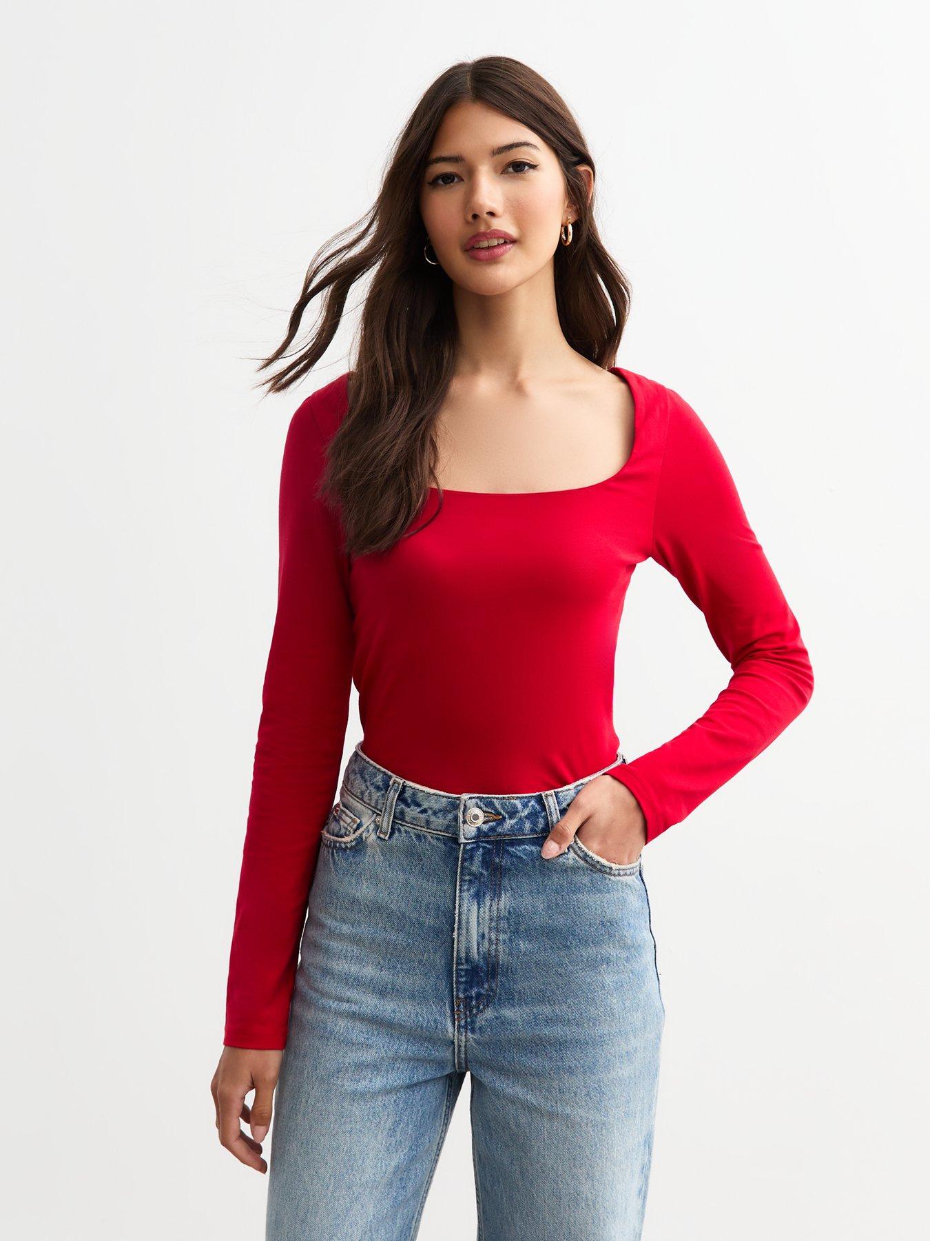 new-look-square-neck-long-sleeve-top-red