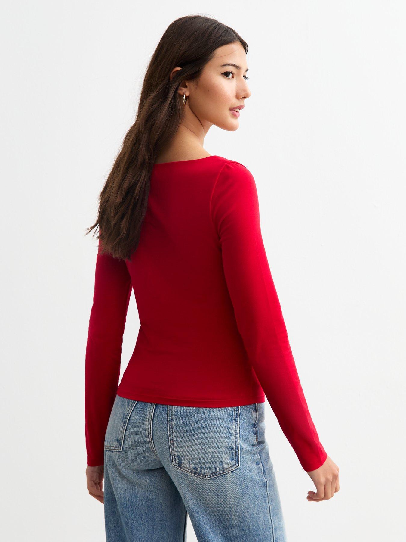 new-look-square-neck-long-sleeve-top-redstillFront