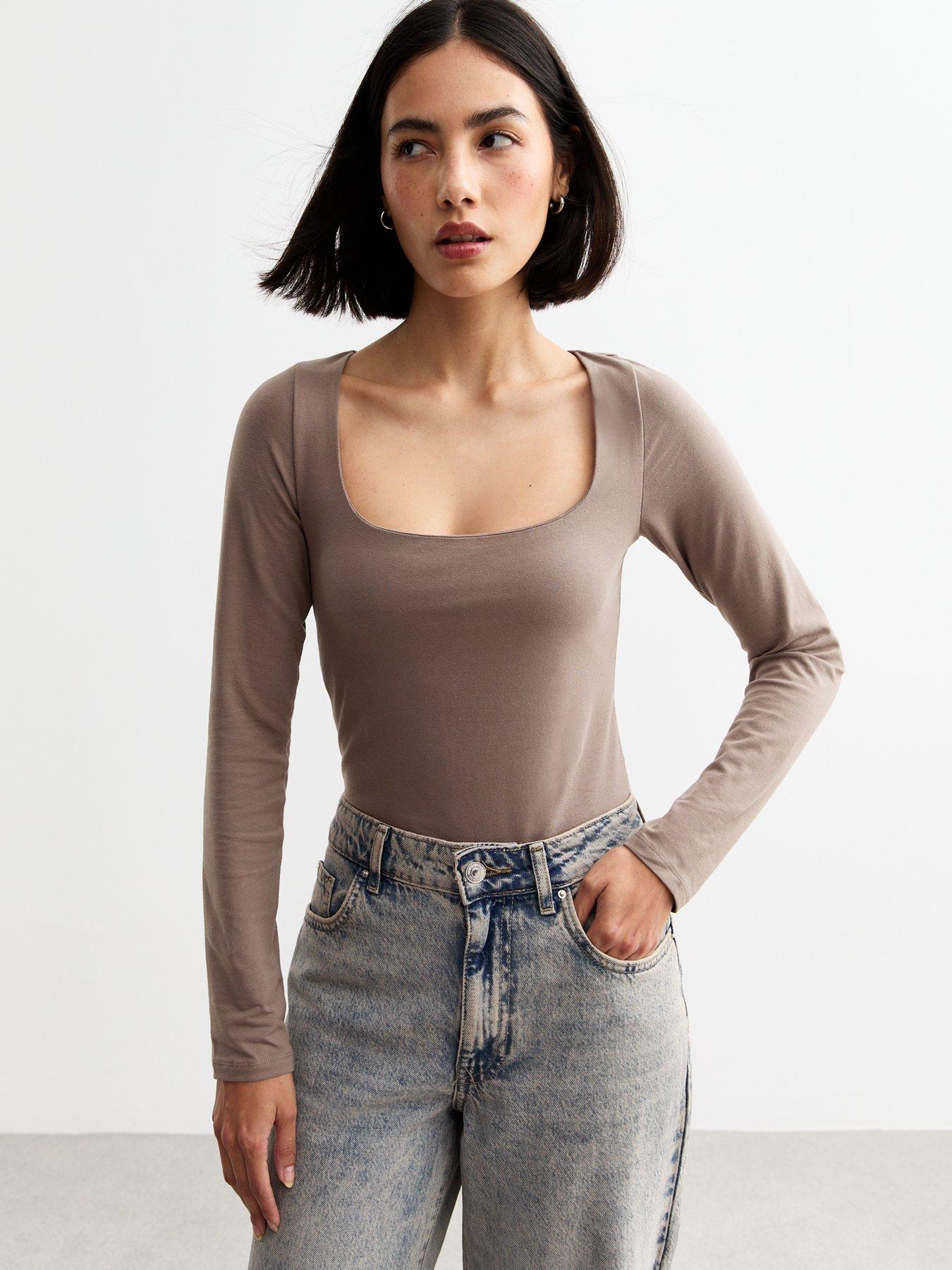 new-look-cotton-blend-square-neck-bodysuit-beigefront