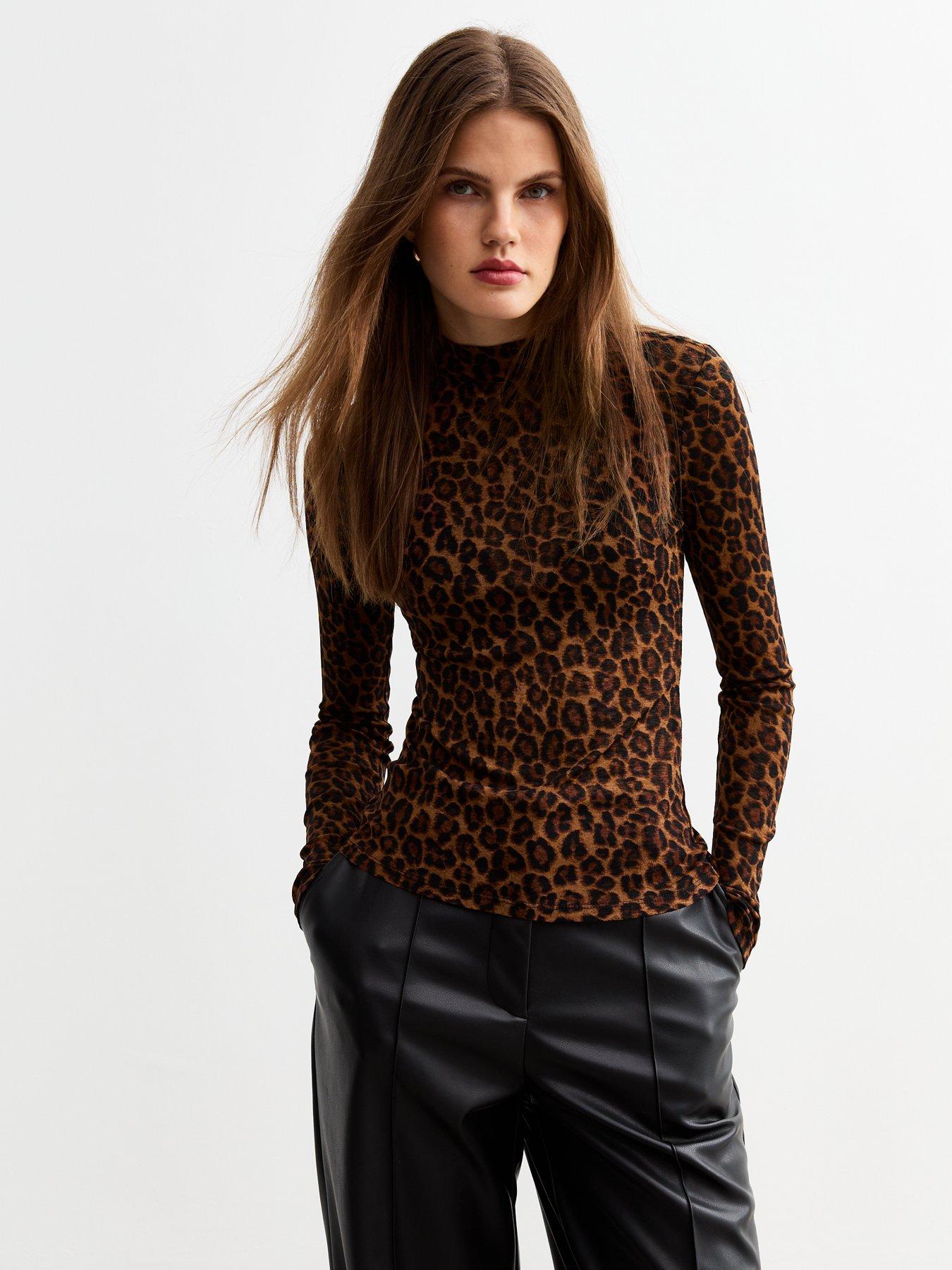 new-look-leopard-mesh-top-brownprint