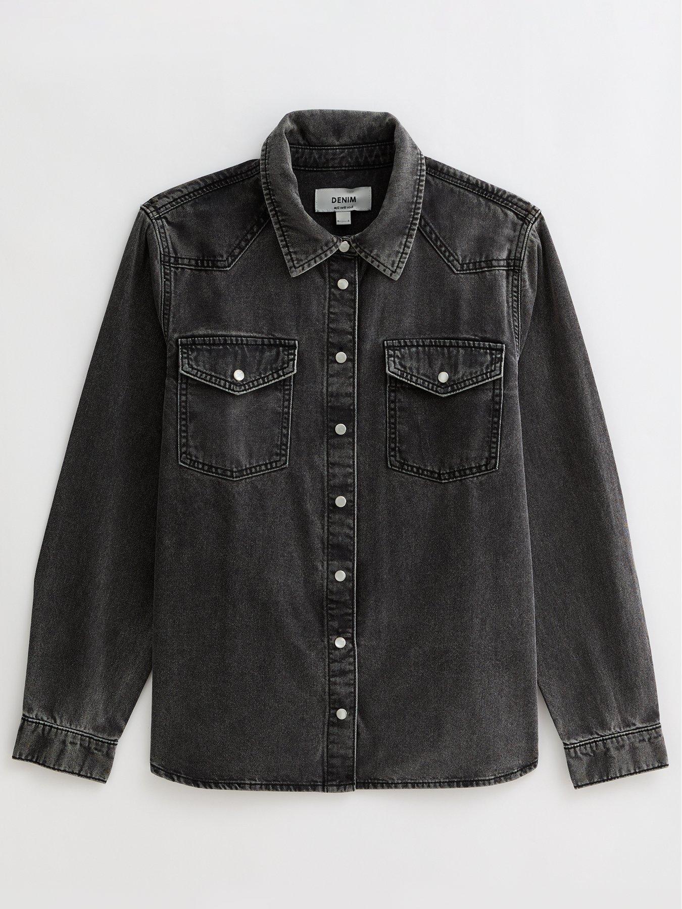 new-look-denim-western-shirt-dark-greydetail