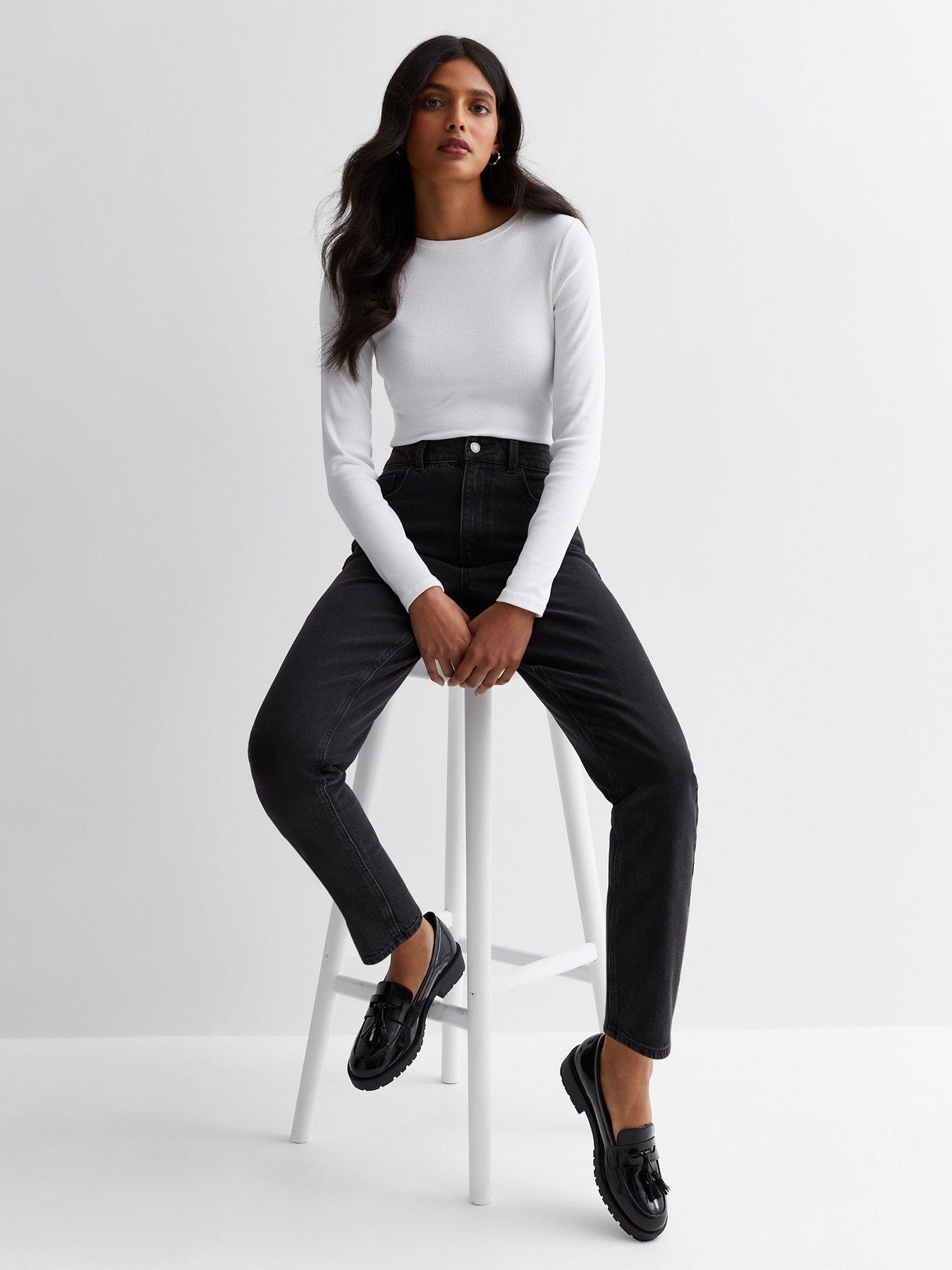 undefined High Waist Tori Mom Jeans - Black