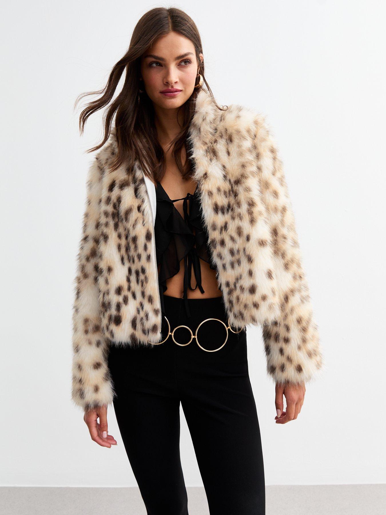 Faux Fur Coat Fitted Leopard Print Coat Leopard Faux Fur Stardust