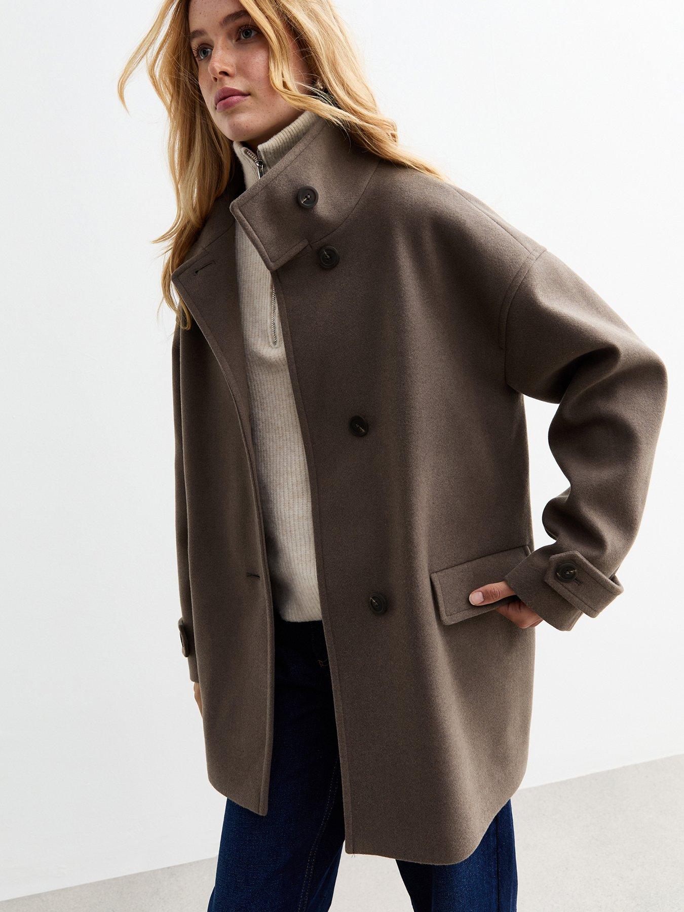 Long beige peacoat hotsell