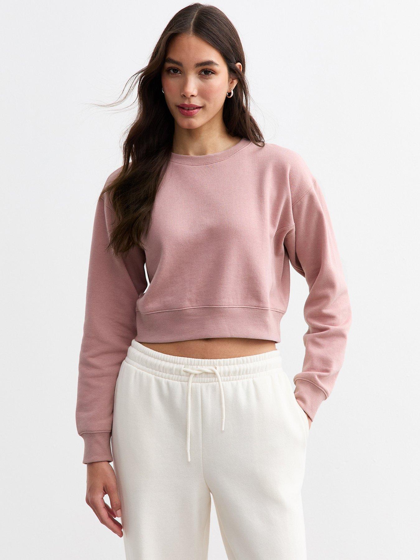 new-look-pink-crew-neck-cropped-sweatshirt