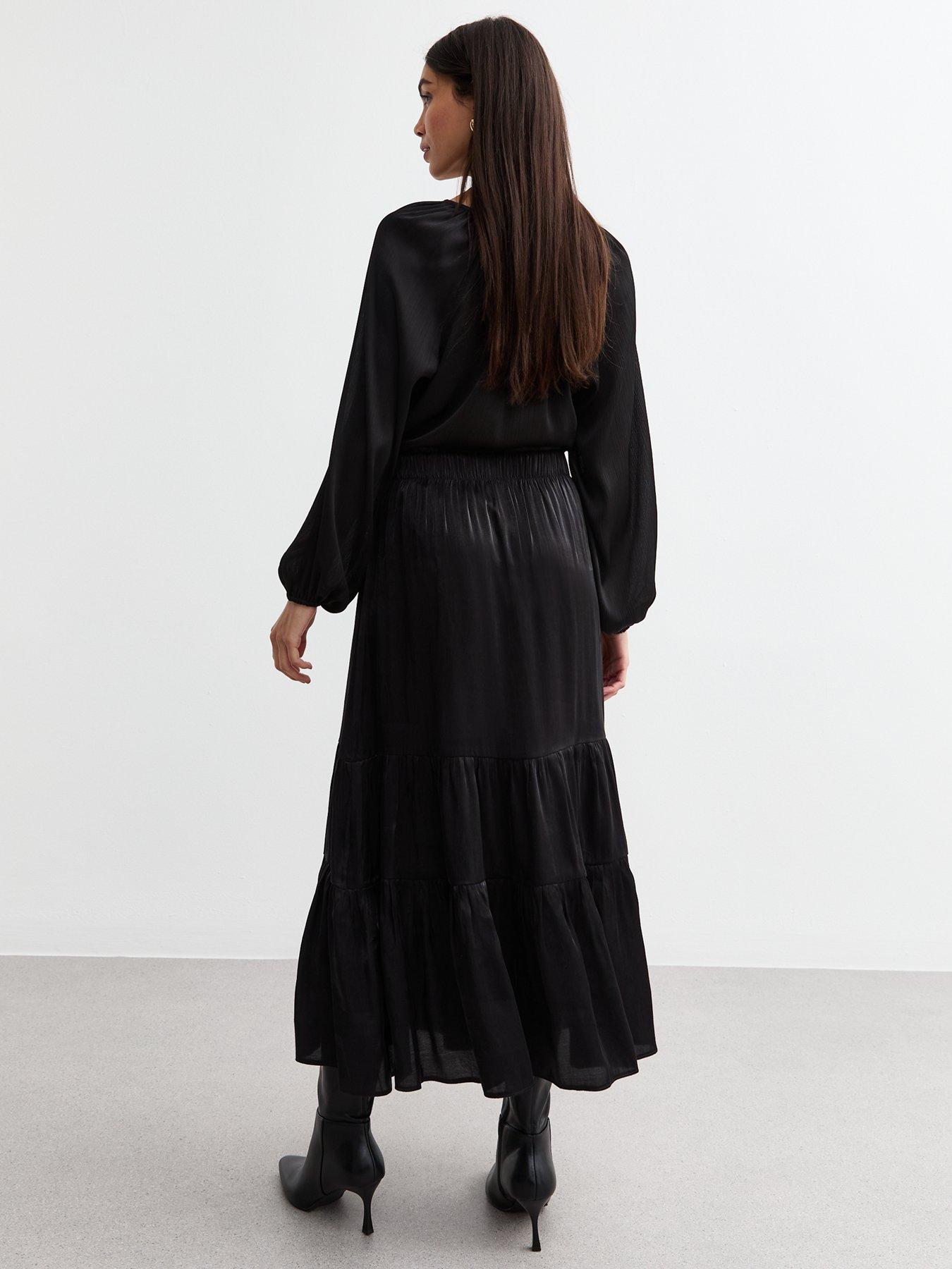 new-look-glossy-satin-tiered-midi-skirt-blackstillFront