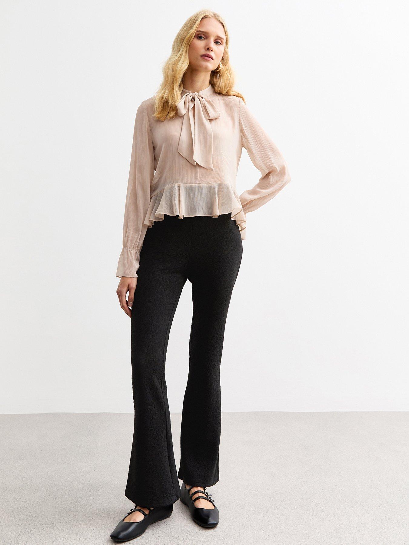 new-look-floral-lace-flared-trousers-blackfront