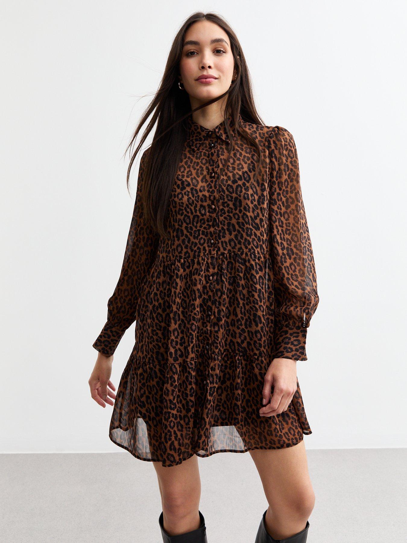 new-look-leopard-chiffon-mini-shirt-dress-print