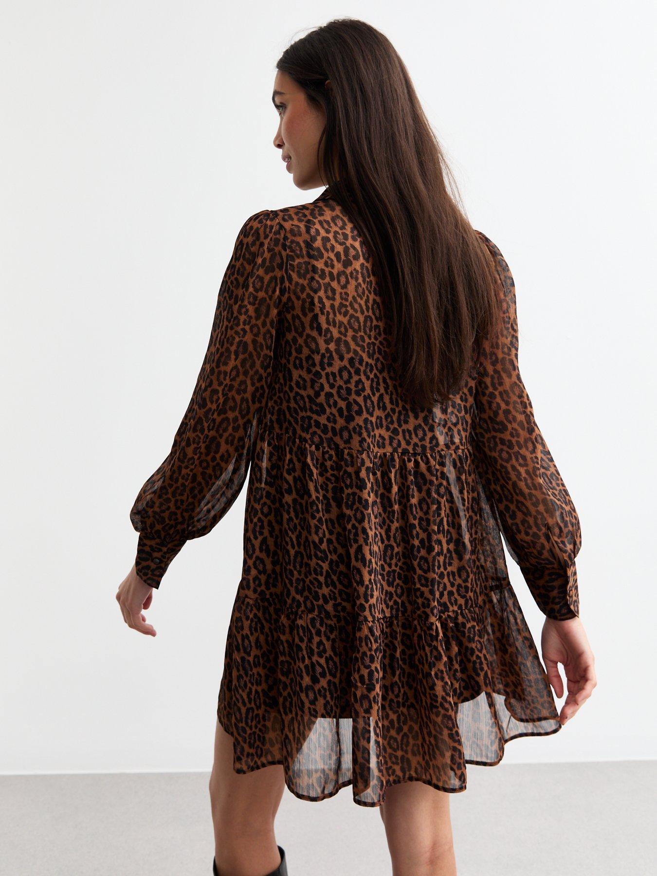 new-look-leopard-chiffon-mini-shirt-dress-printstillFront