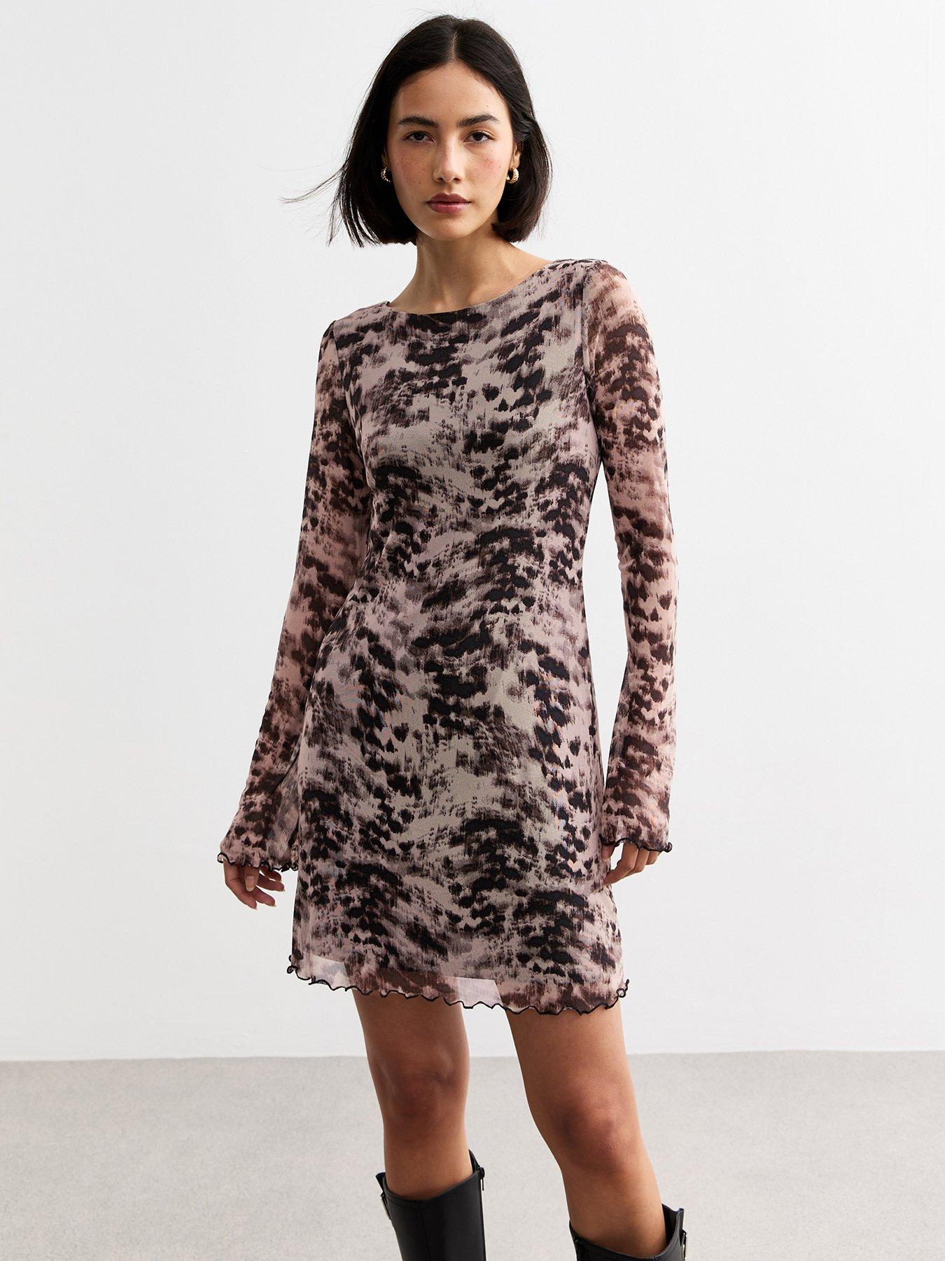 new-look-blur-animal-mesh-mini-dress-print