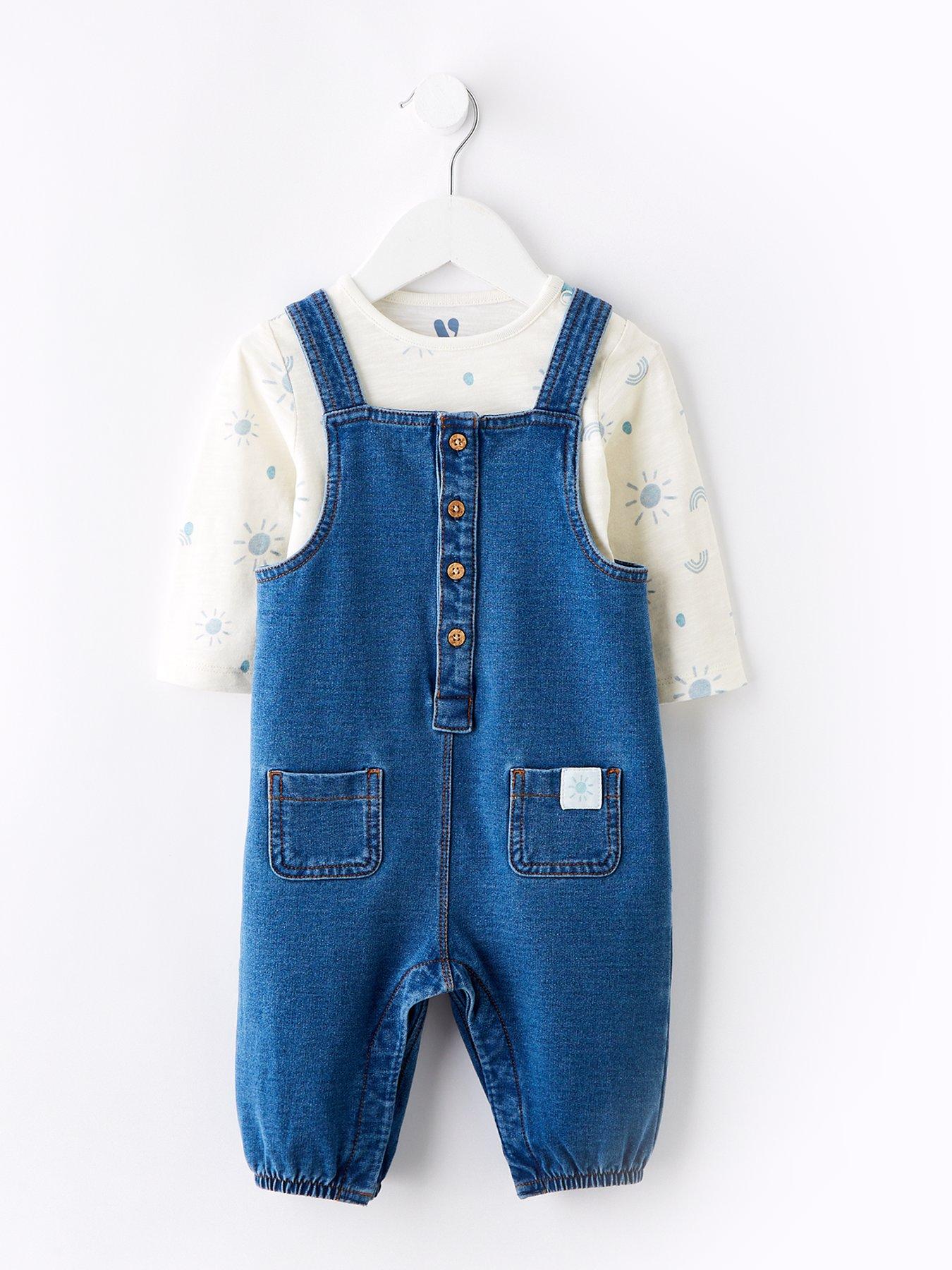 Image 1 of 4 of Mini V by Very Baby Boys Denim Jersey Dungaree And Bodysuit Set