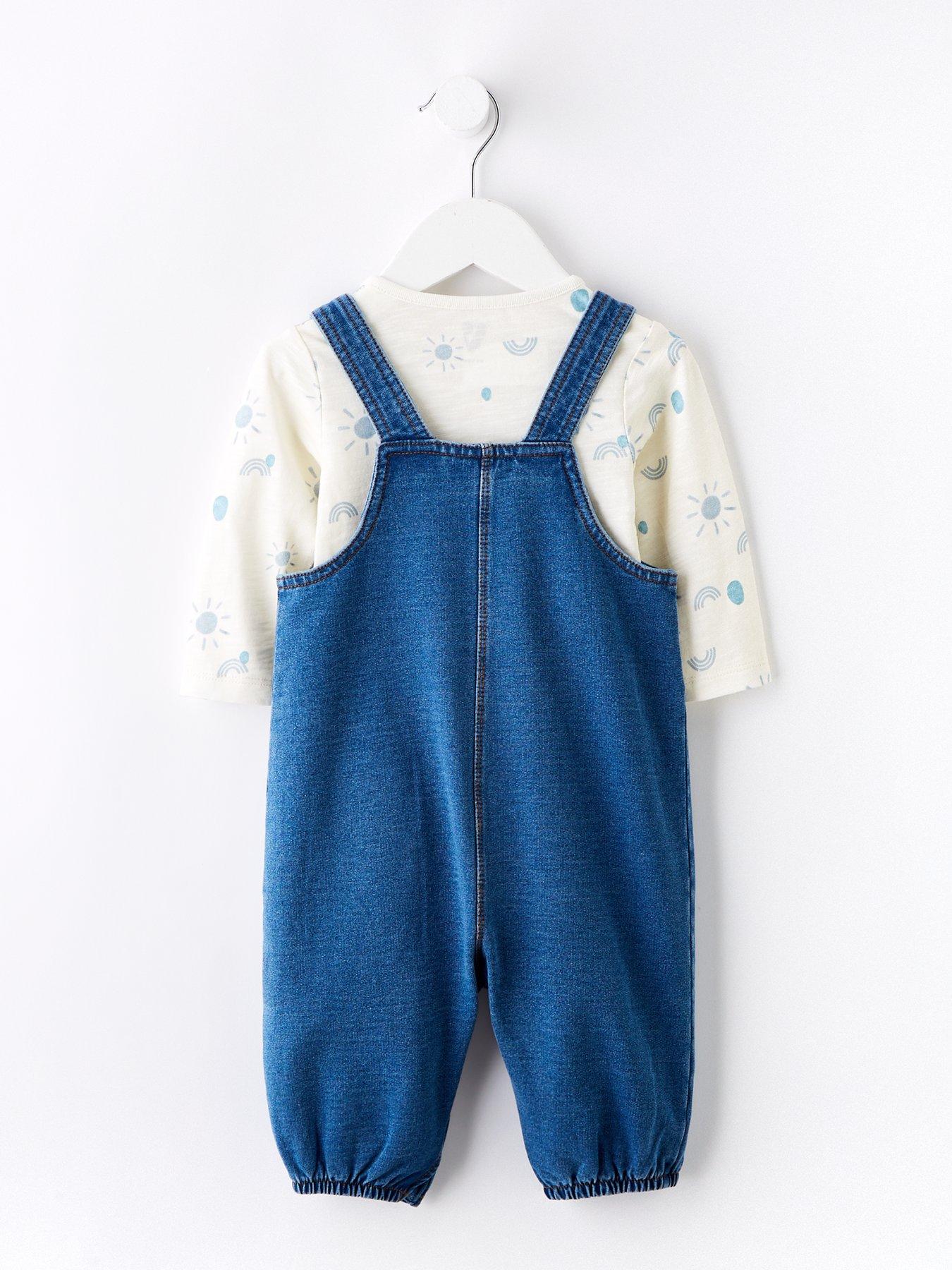 Image 2 of 4 of Mini V by Very Baby Boys Denim Jersey Dungaree And Bodysuit Set