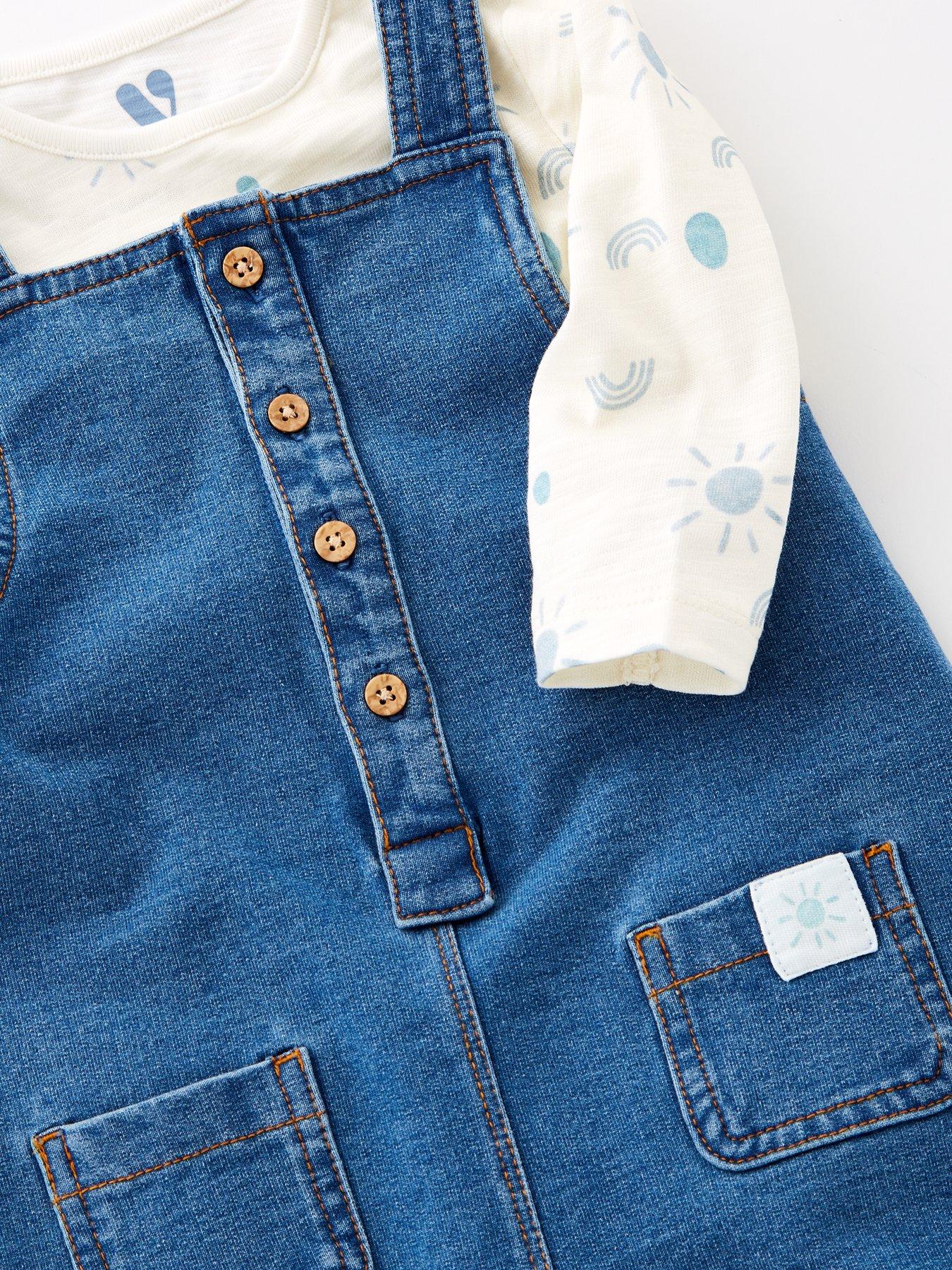 Image 3 of 4 of Mini V by Very Baby Boys Denim Jersey Dungaree And Bodysuit Set