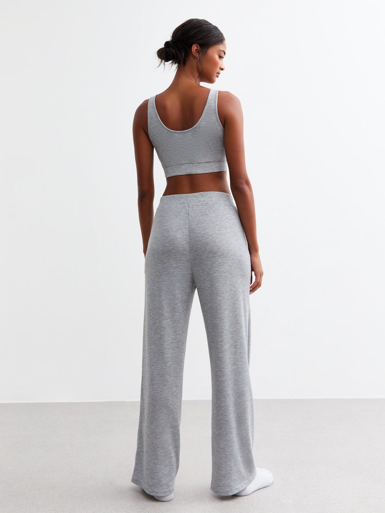 new-look-grey-waffle-rib-wide-leg-pyjama-joggersstillFront