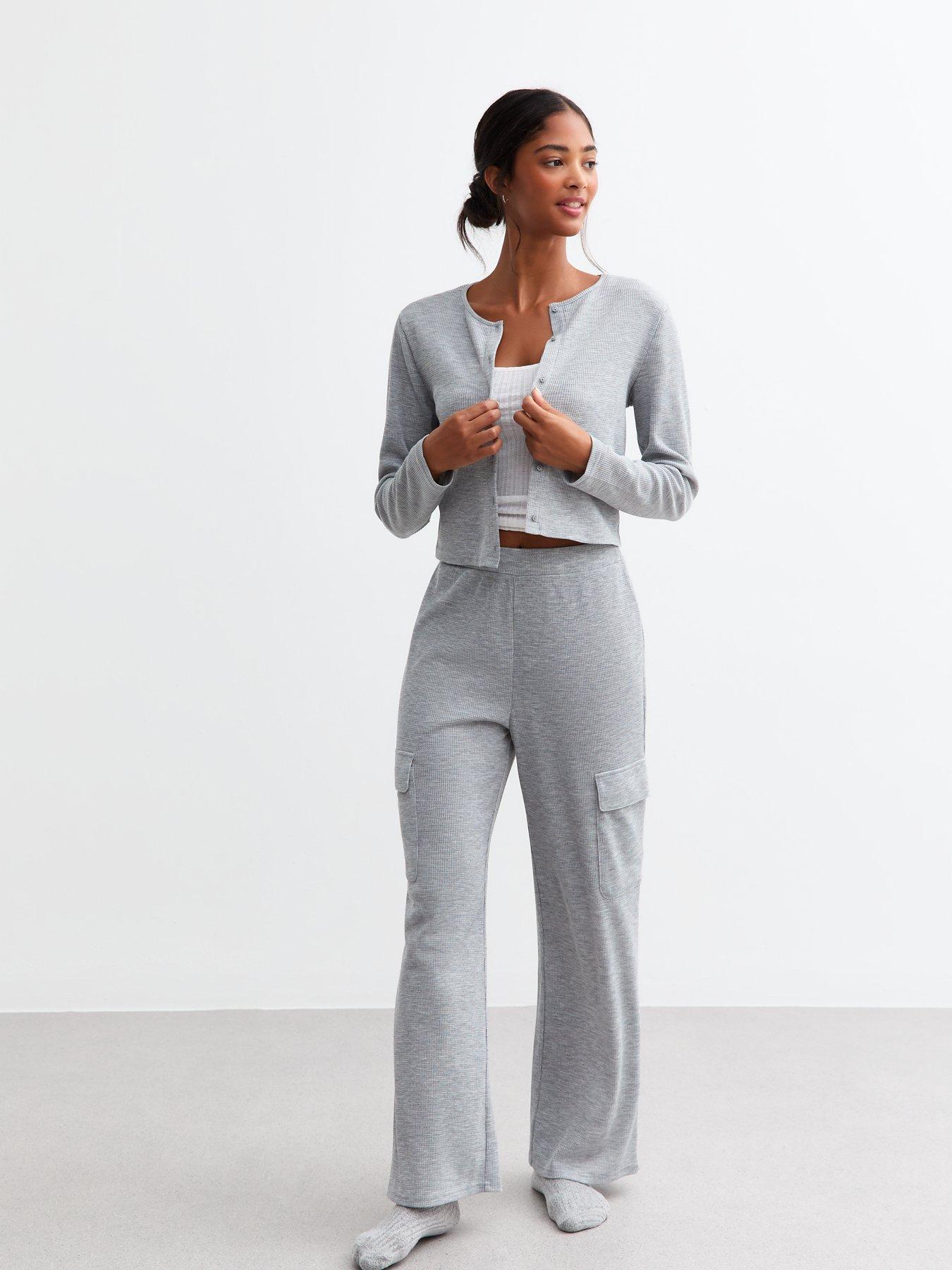 new-look-grey-waffle-rib-pyjama-cardiganback