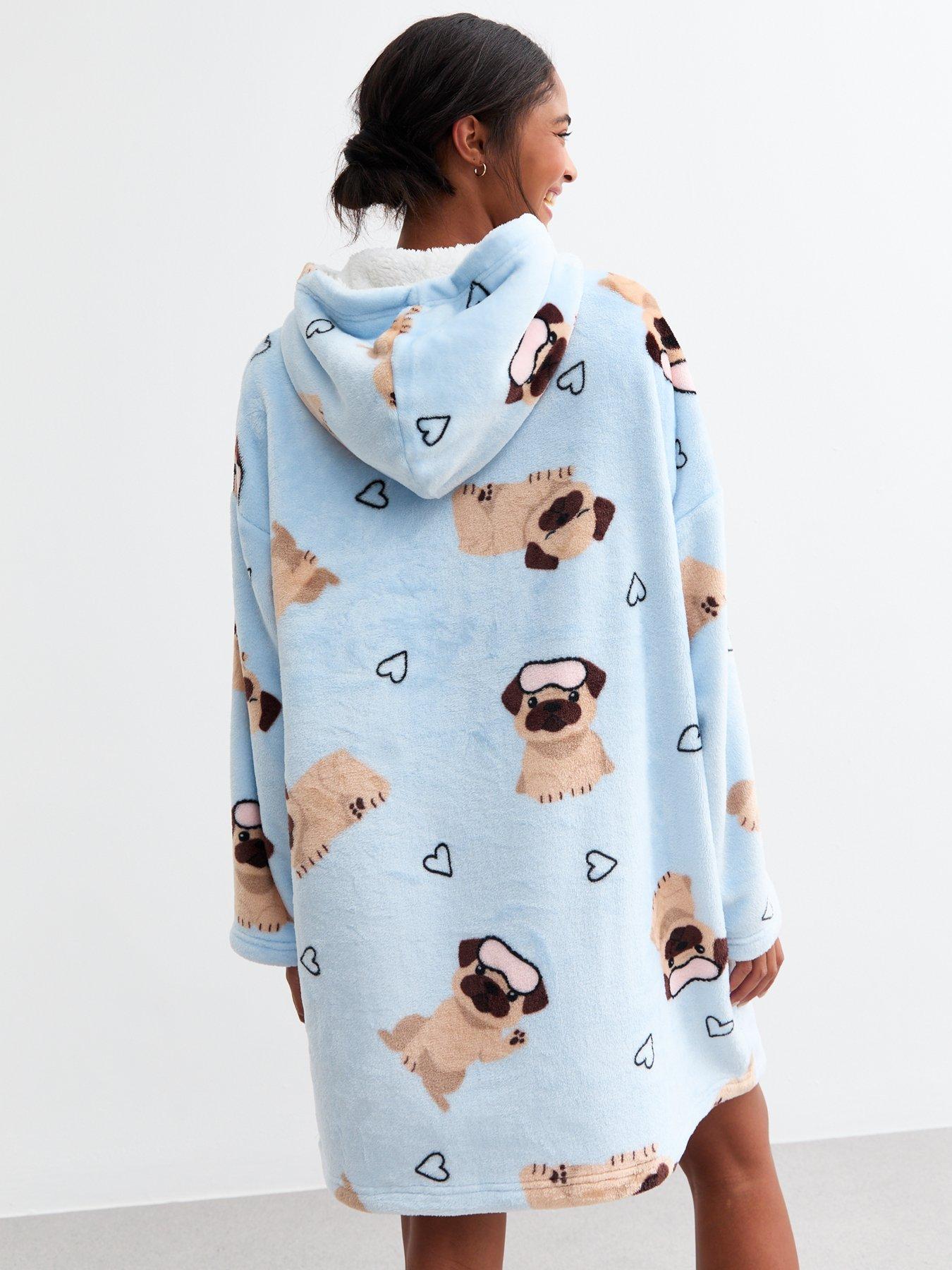 new-look-blue-oversized-pug-print-fleece-hoodiestillFront