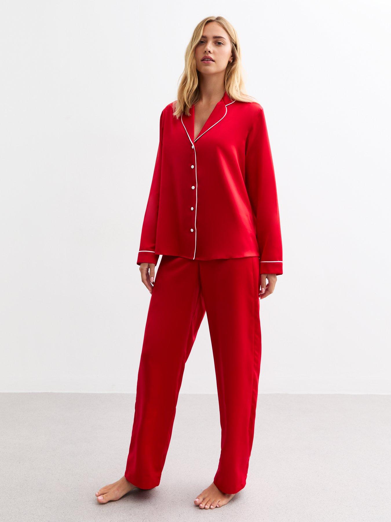 new-look-red-satin-revere-pyjama-set