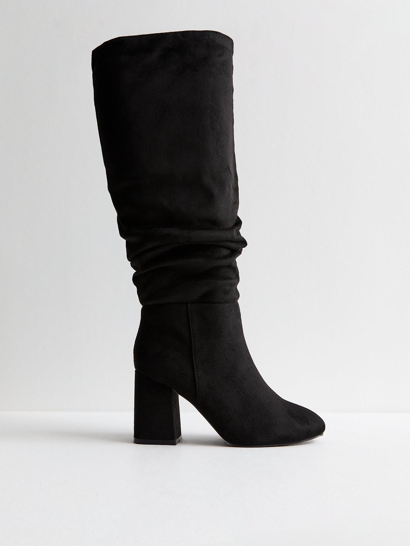 New Look Suedette Slouchy Knee High Boots Black Very Ireland