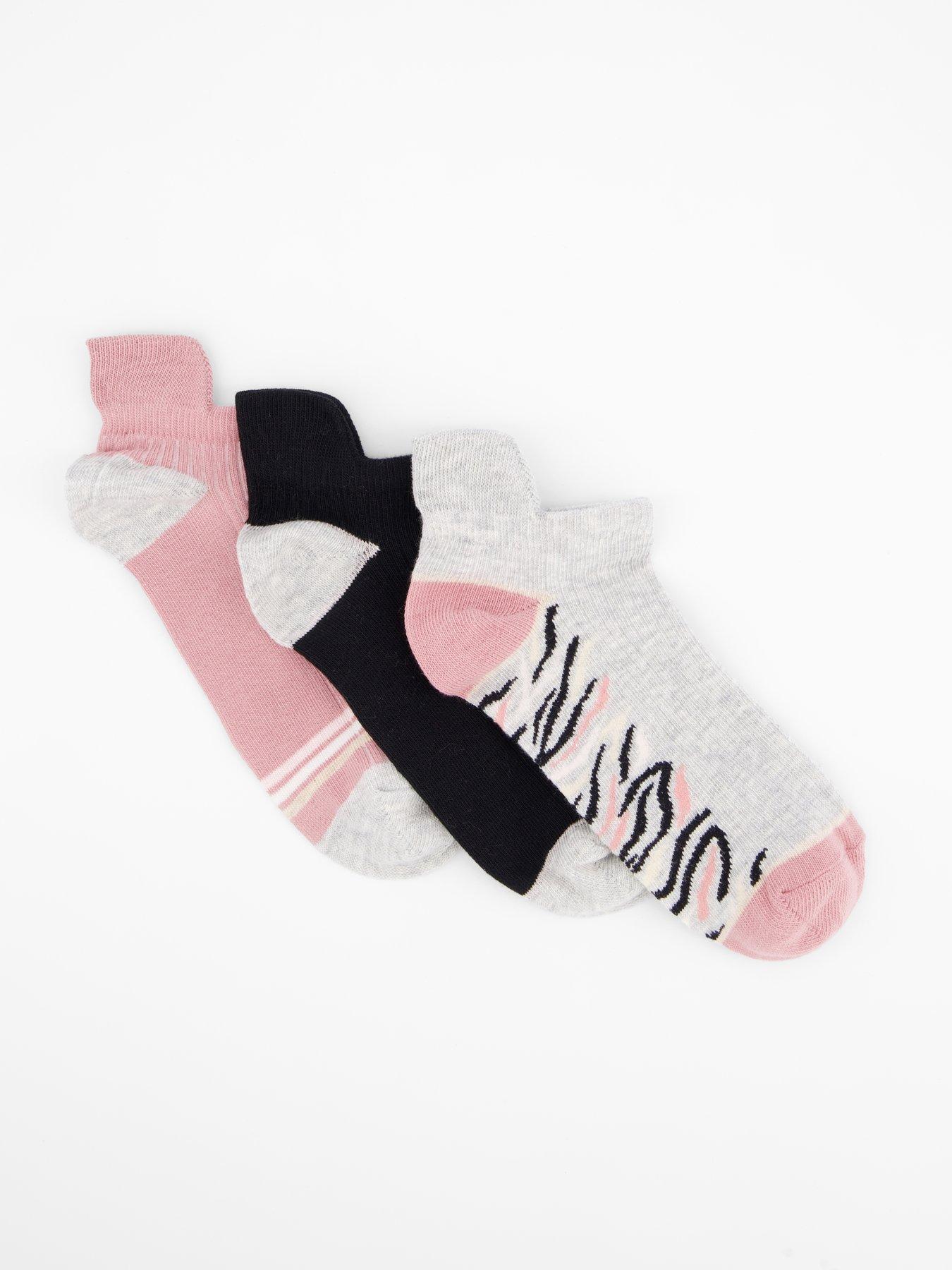 Image of V by Very Girls 3 Pack Animal Ankle Sports Socks - Multi