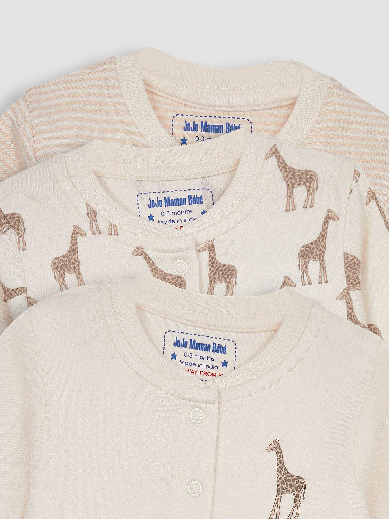 jojo-maman-bebe-unisex-3-pack-unisex-giraffe-sleepsuits-creamdetail