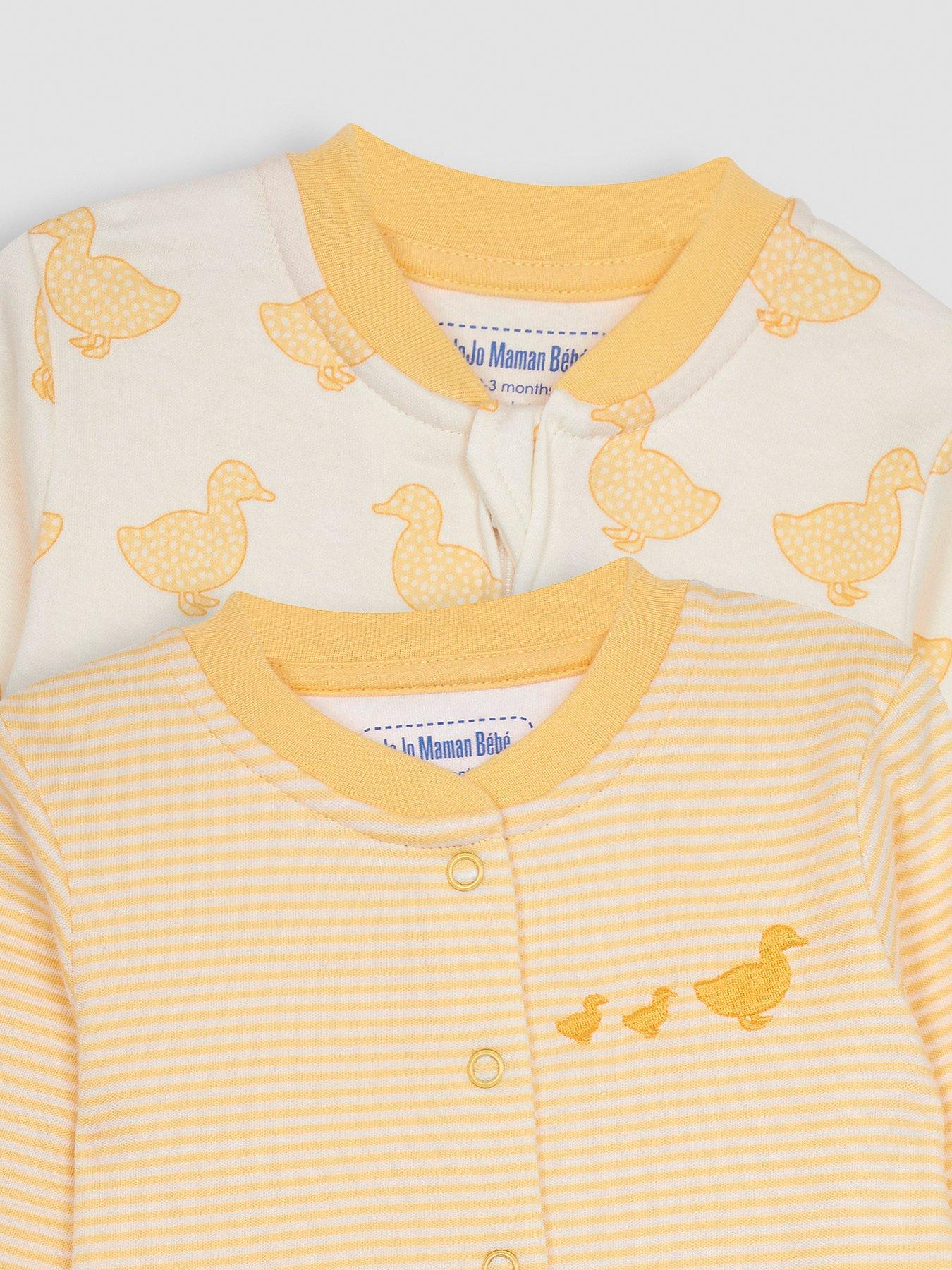 jojo-maman-bebe-unisex-2-pack-duck-print-sleepsuits-yellowdetail