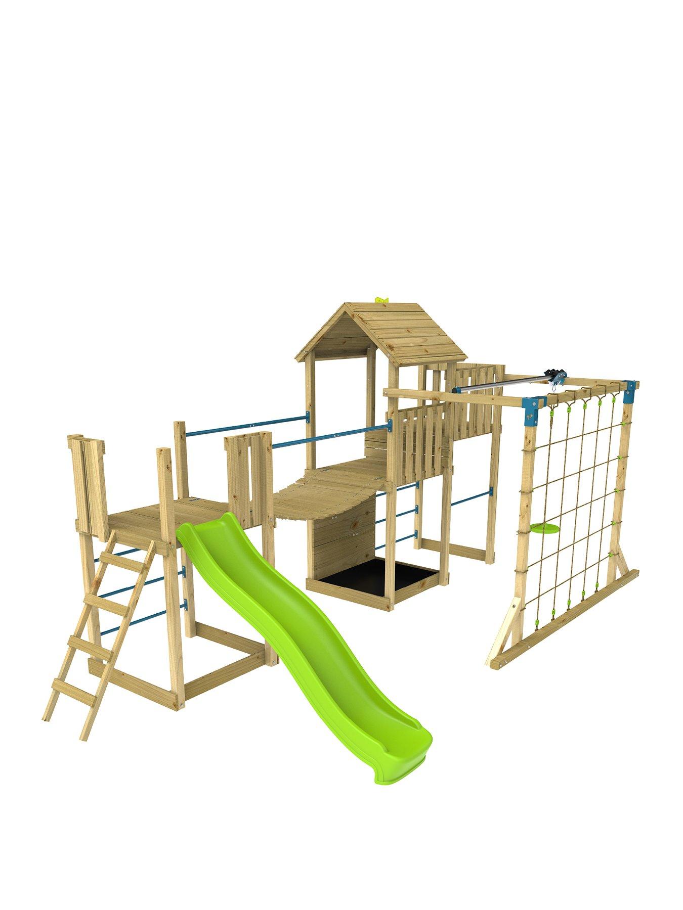 undefined Skywood Wooden Climbing Frame including Sky Deck, Zipline & Slide