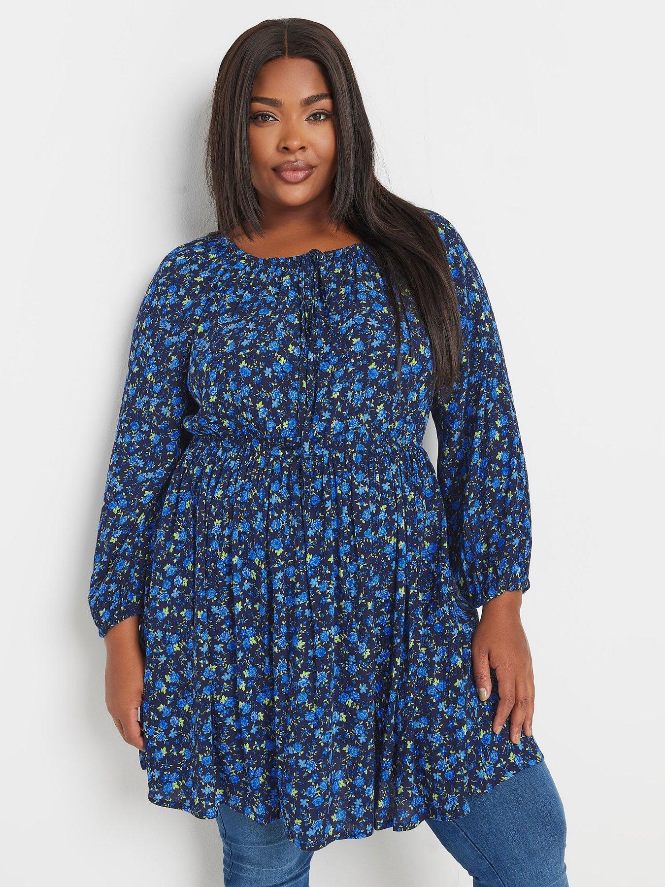 yours-curve-crinkle-gypsy-tunic-blue