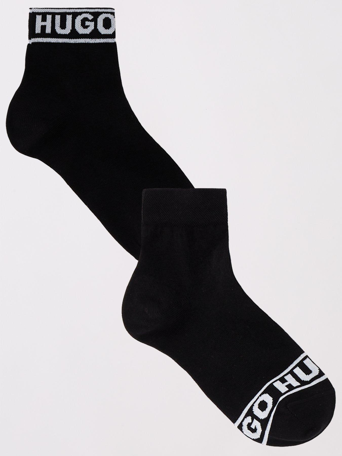 hugo-2-pack-logo-trainer-sock-blackfront