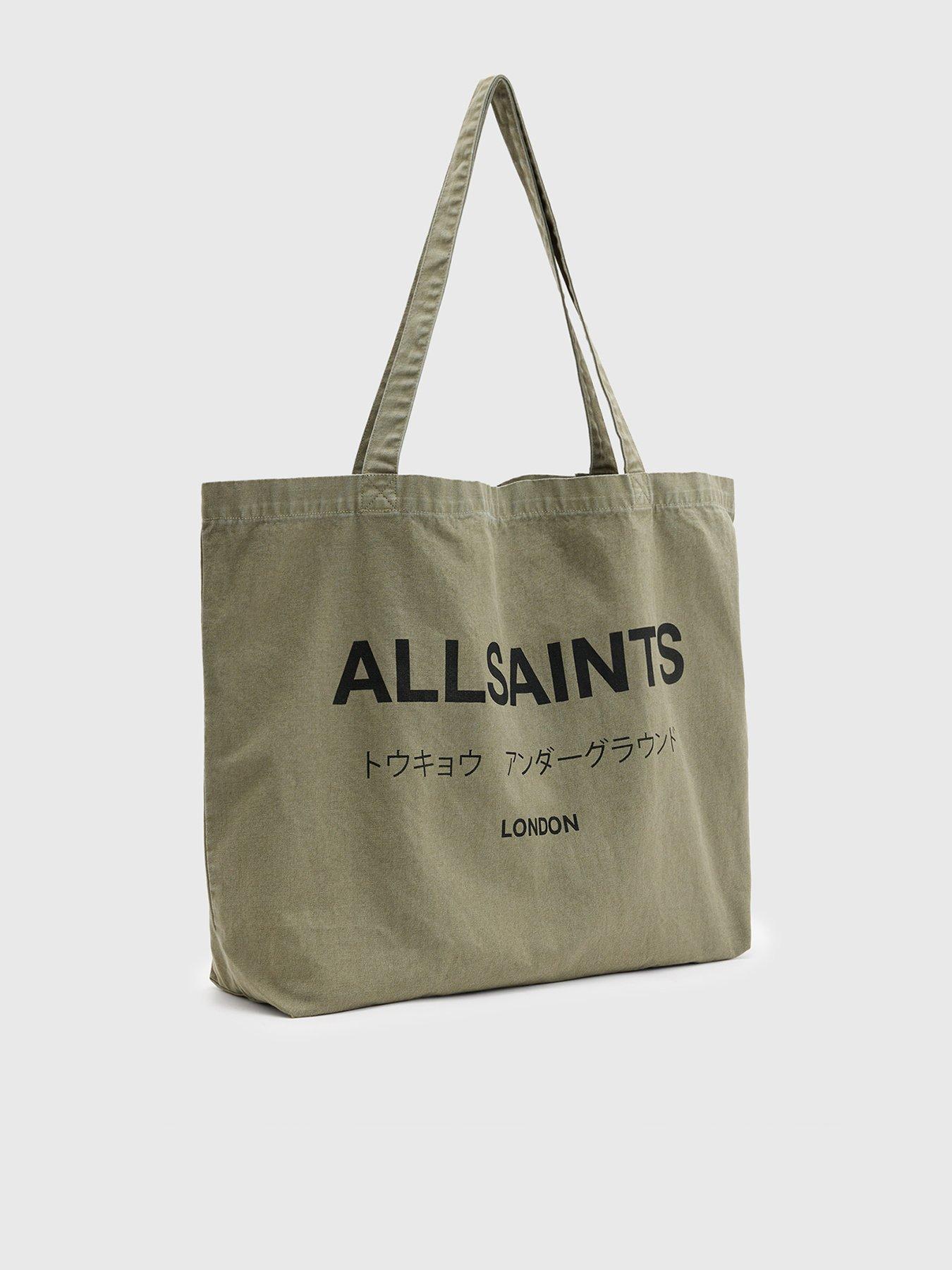 Image 3 of 4 of AllSaints Underground Logo Printed Tote Bag - Dark Green
