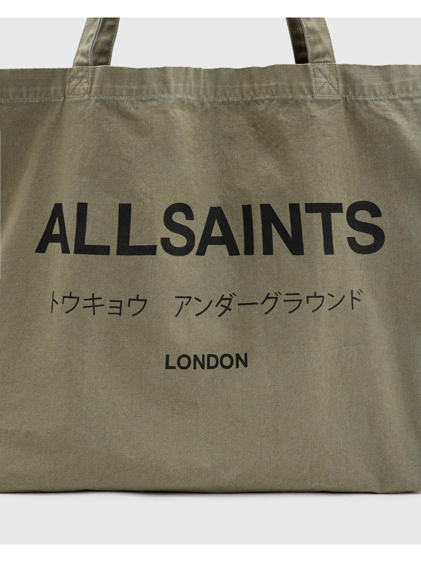 Image 4 of 4 of AllSaints Underground Logo Printed Tote Bag - Dark Green
